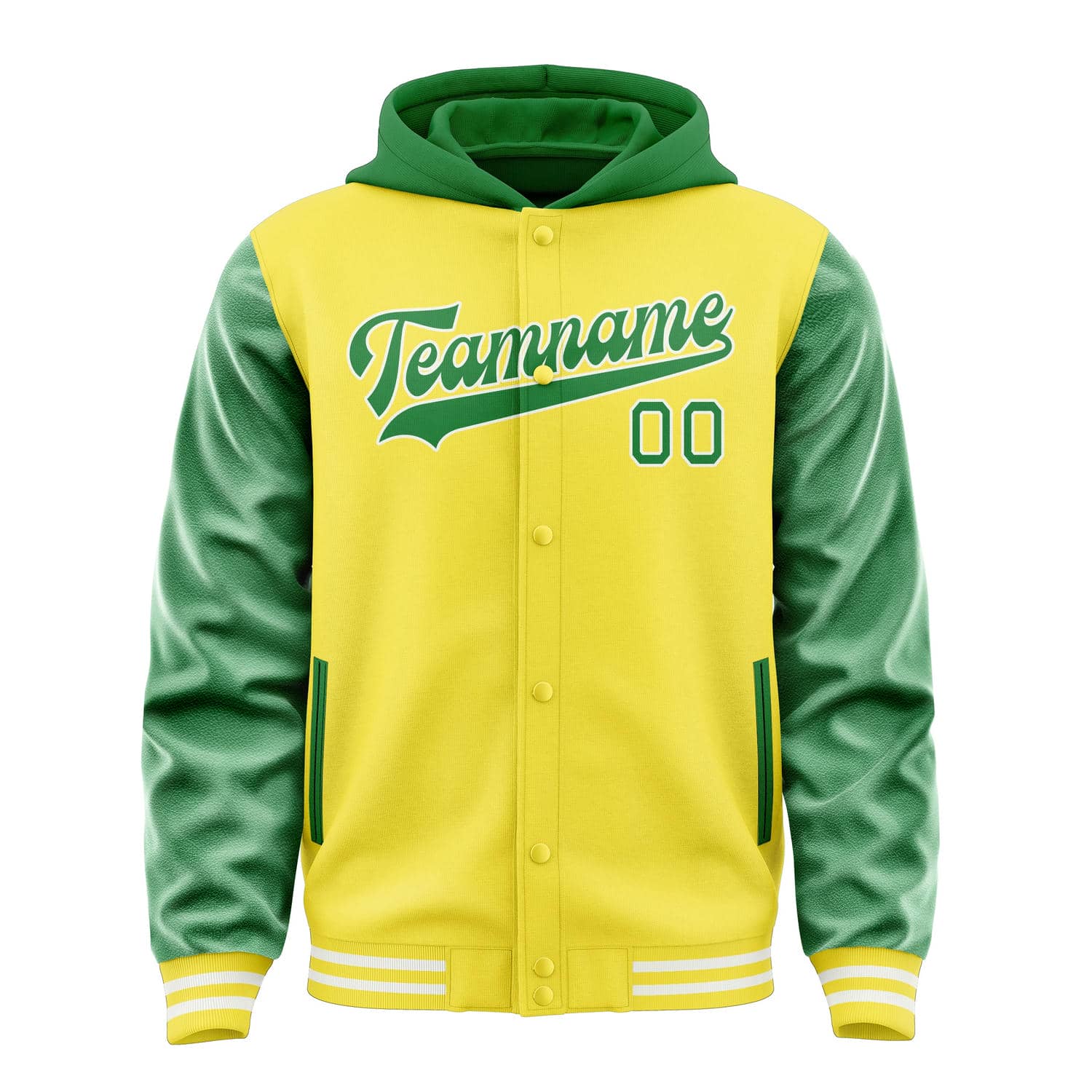 Custom Light Yellow Emerald Green Jacket