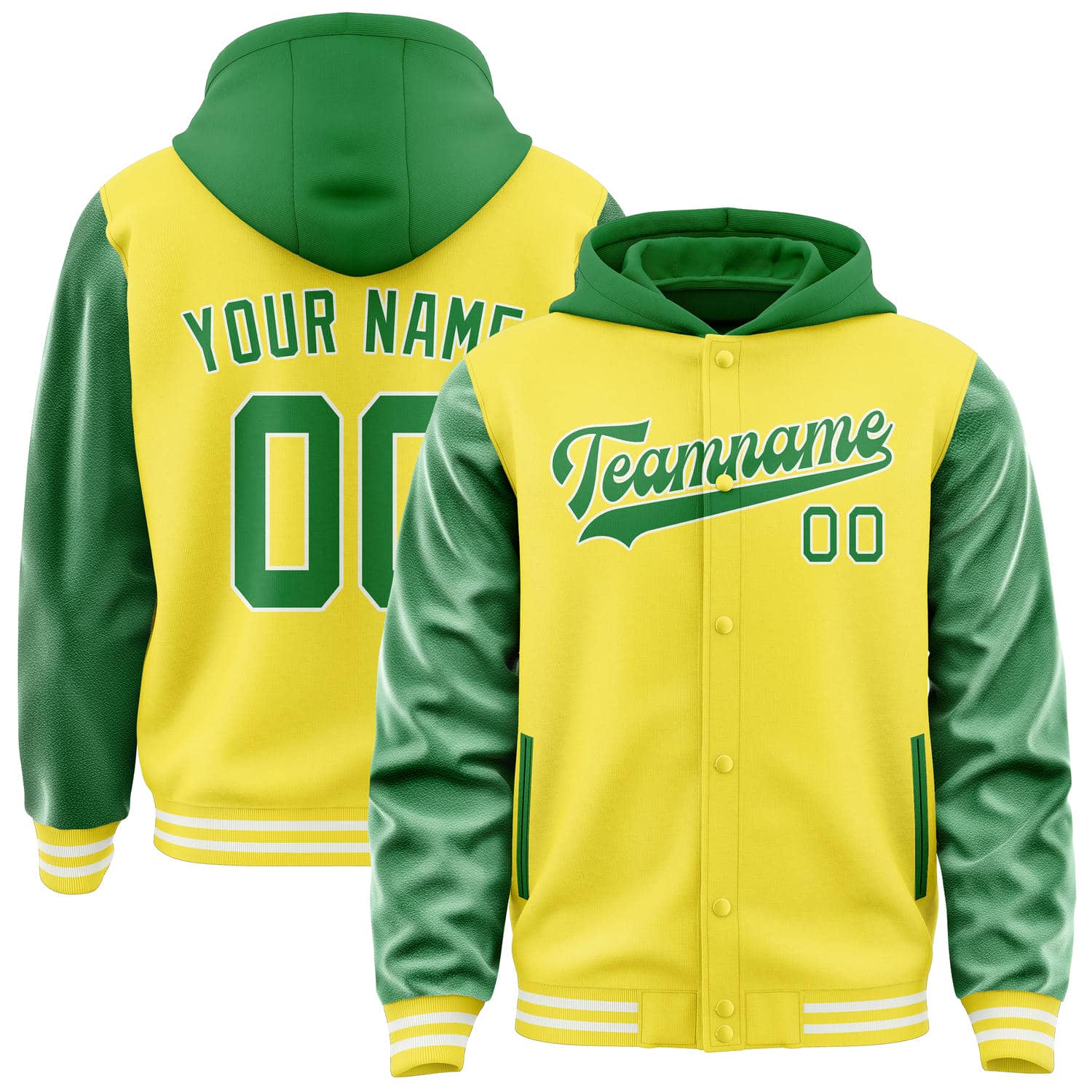 Custom Light Yellow Emerald Green Jacket
