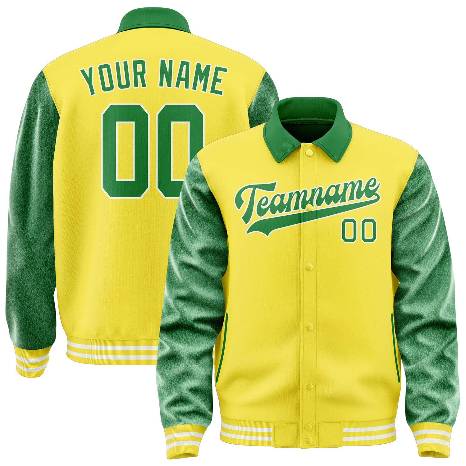 Custom Light Yellow Emerald Green Jacket