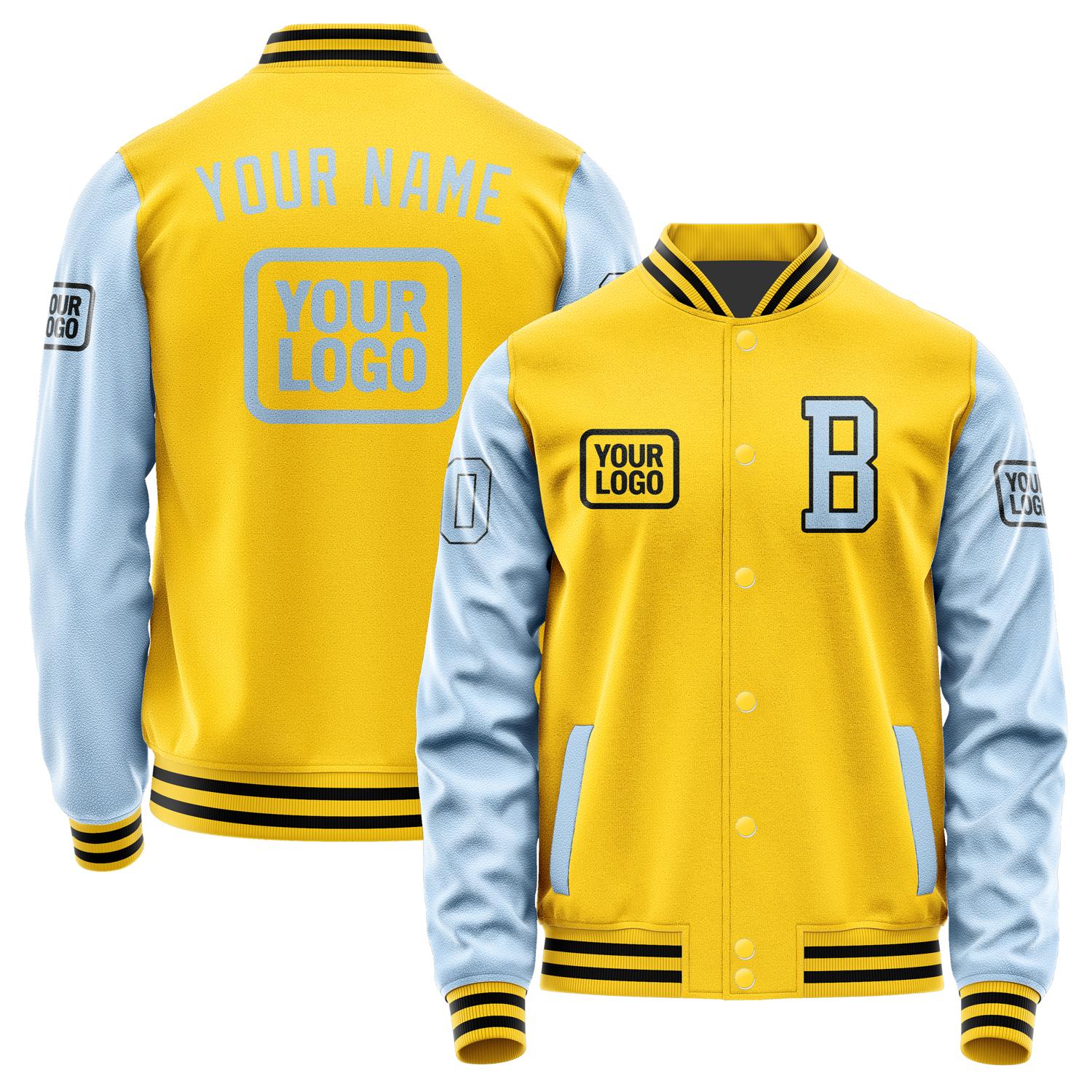 Custom Gold Light Blue Jacket JA303008301717080817