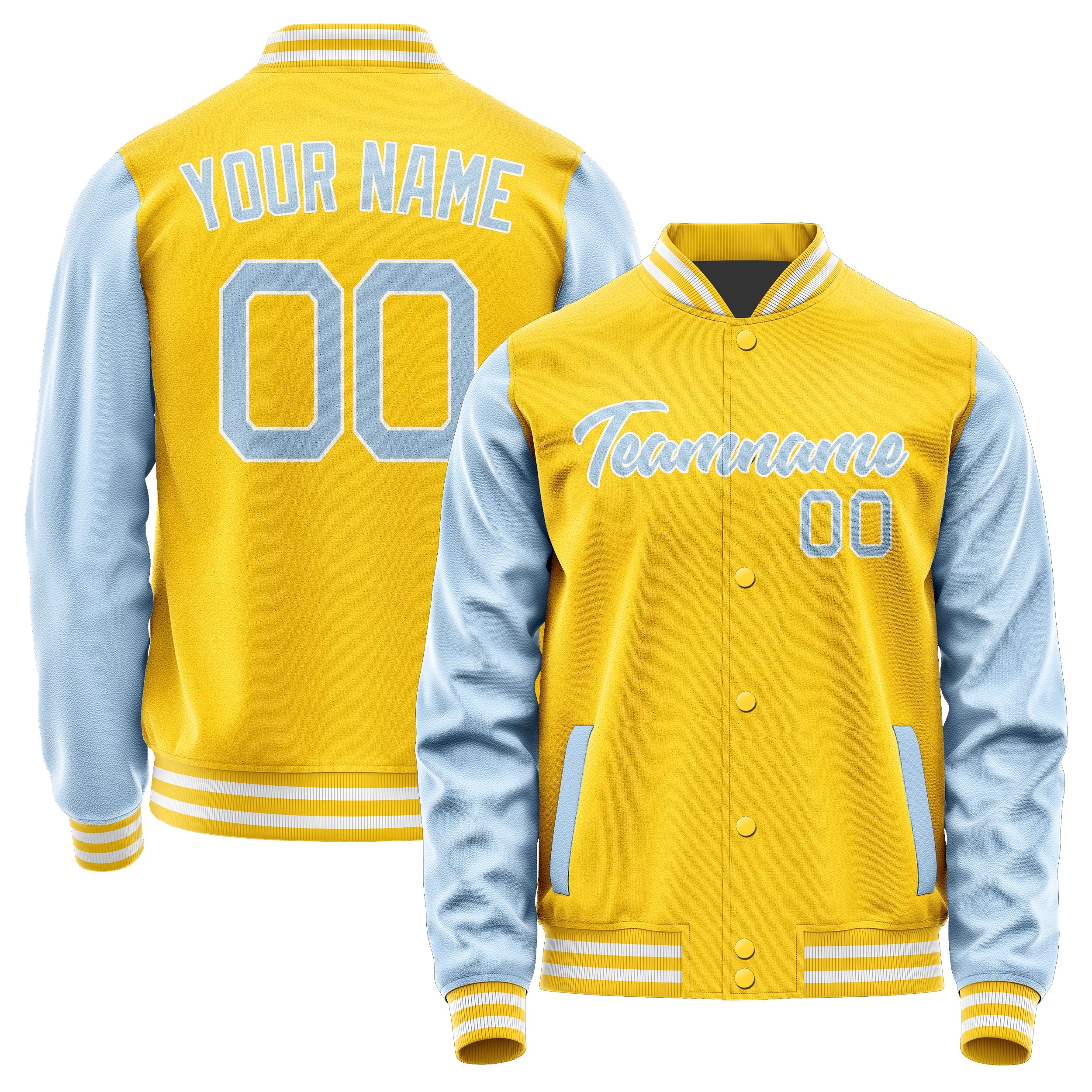 Custom Gold Light Blue Jacket JA3030083018B21808