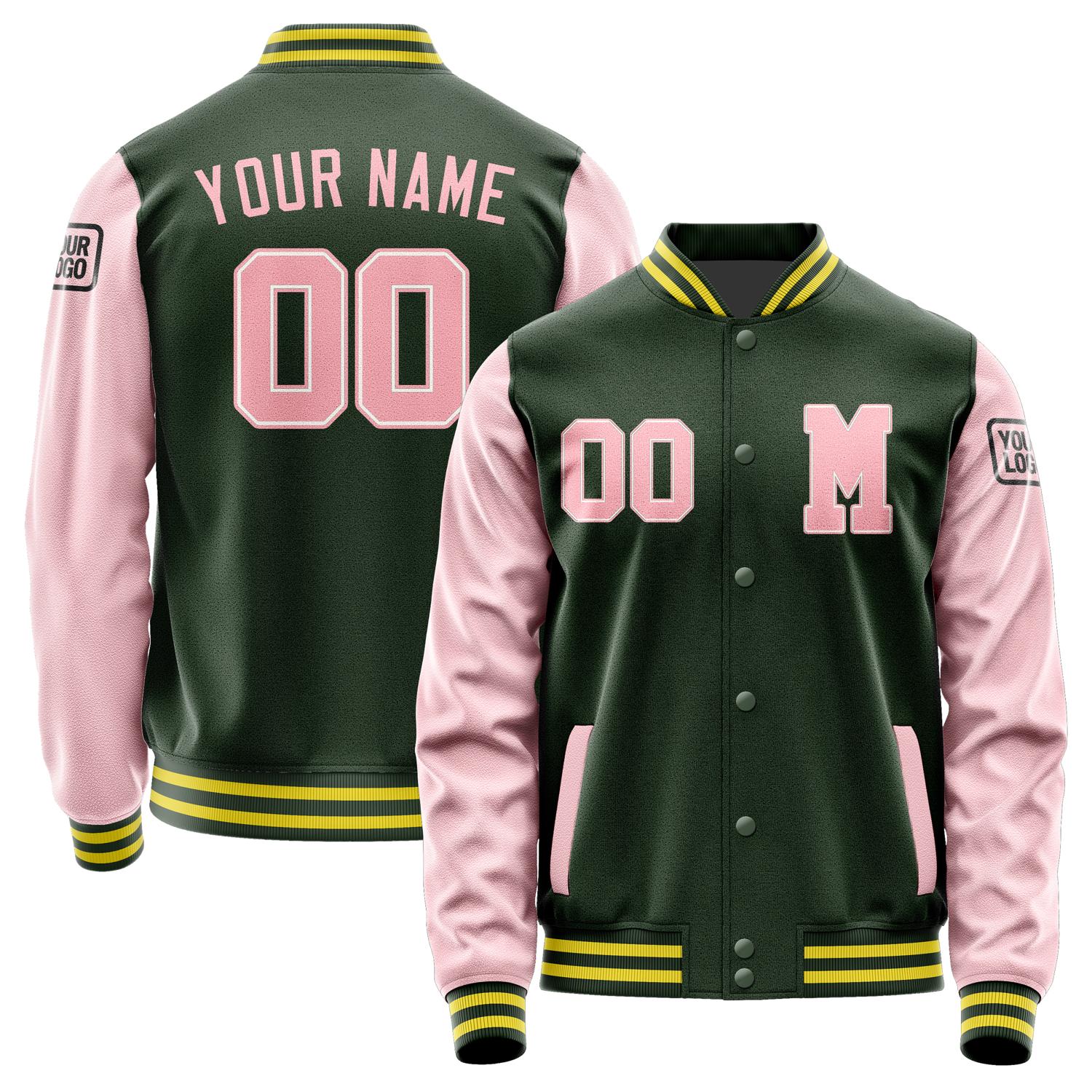 Custom Dark Green Light Pink Jacket Jb0606210626211817