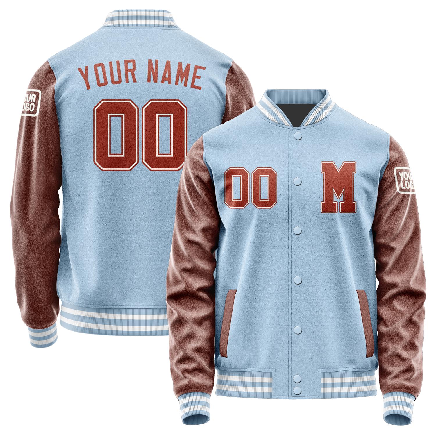 Custom Light Blue Coral Red Jacket Jb0808160818161818
