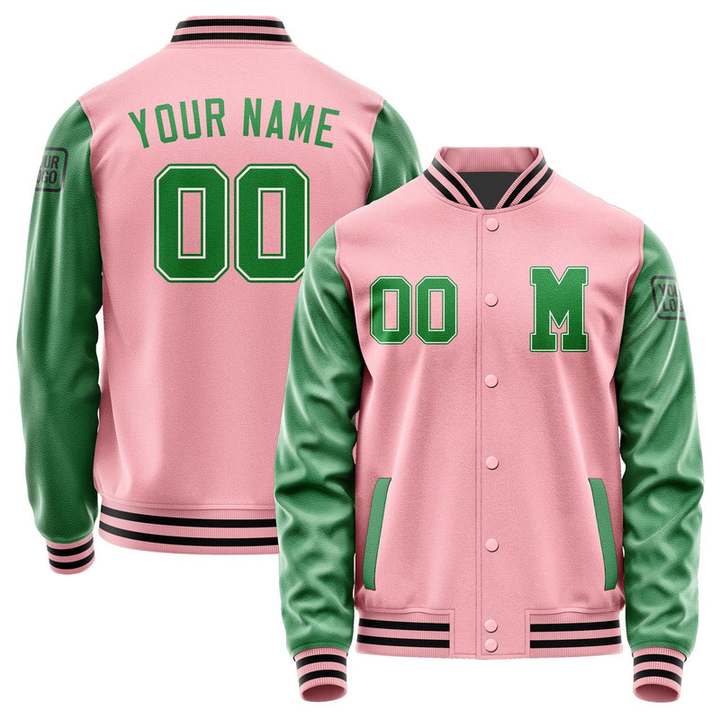 Custom Light Pink Emerald Green Jacket Jb2121242117241817