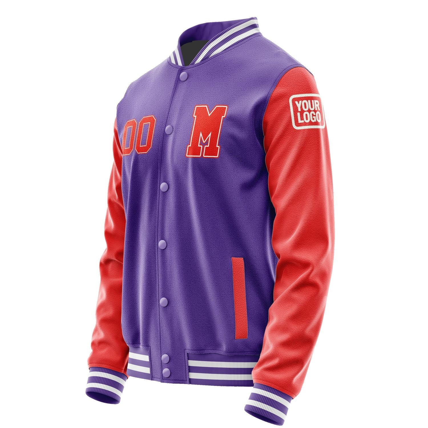 Custom Light Purple Orange Red Jacket Jb2323122318121818