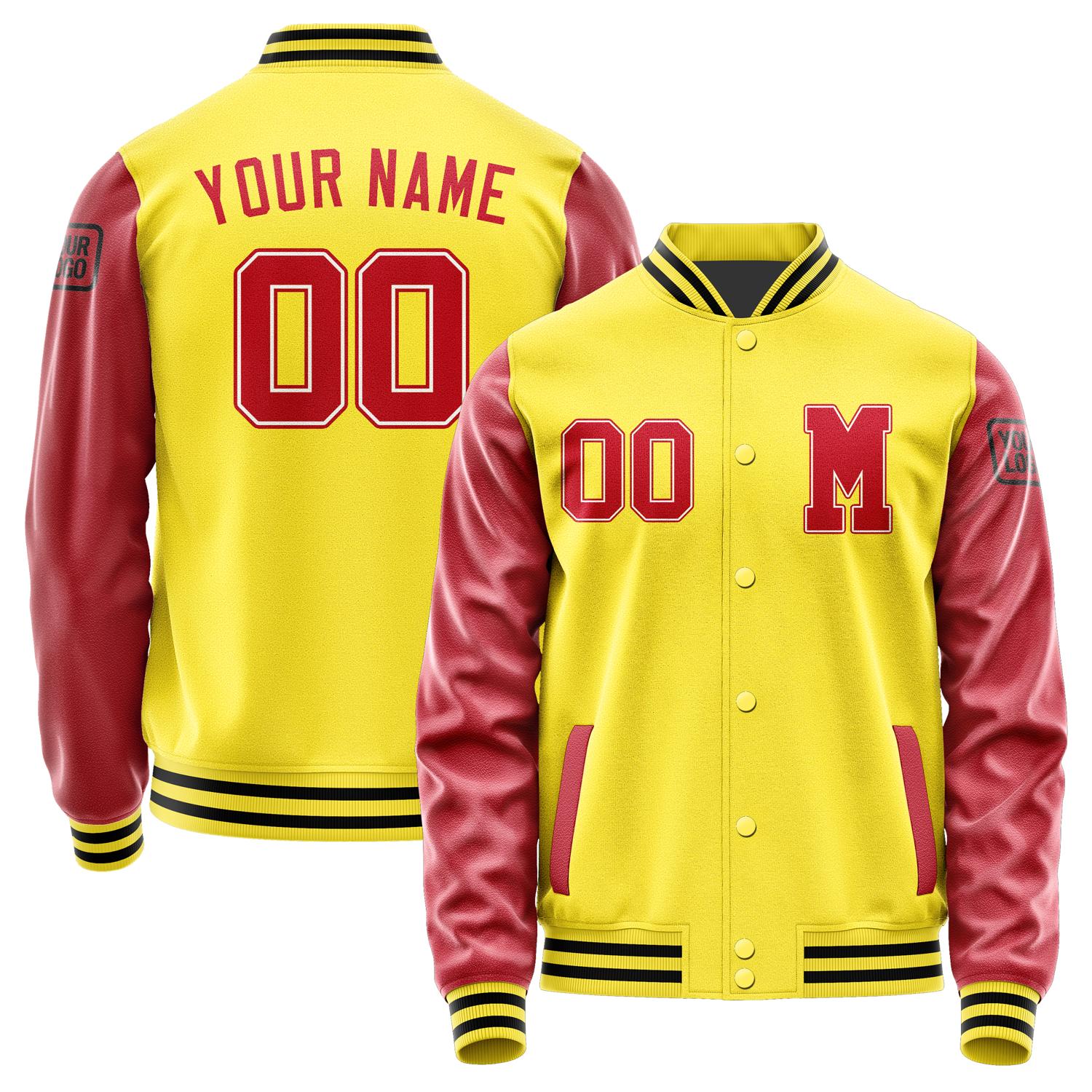 Custom Light Yellow Red Jacket Jb2626142617141817