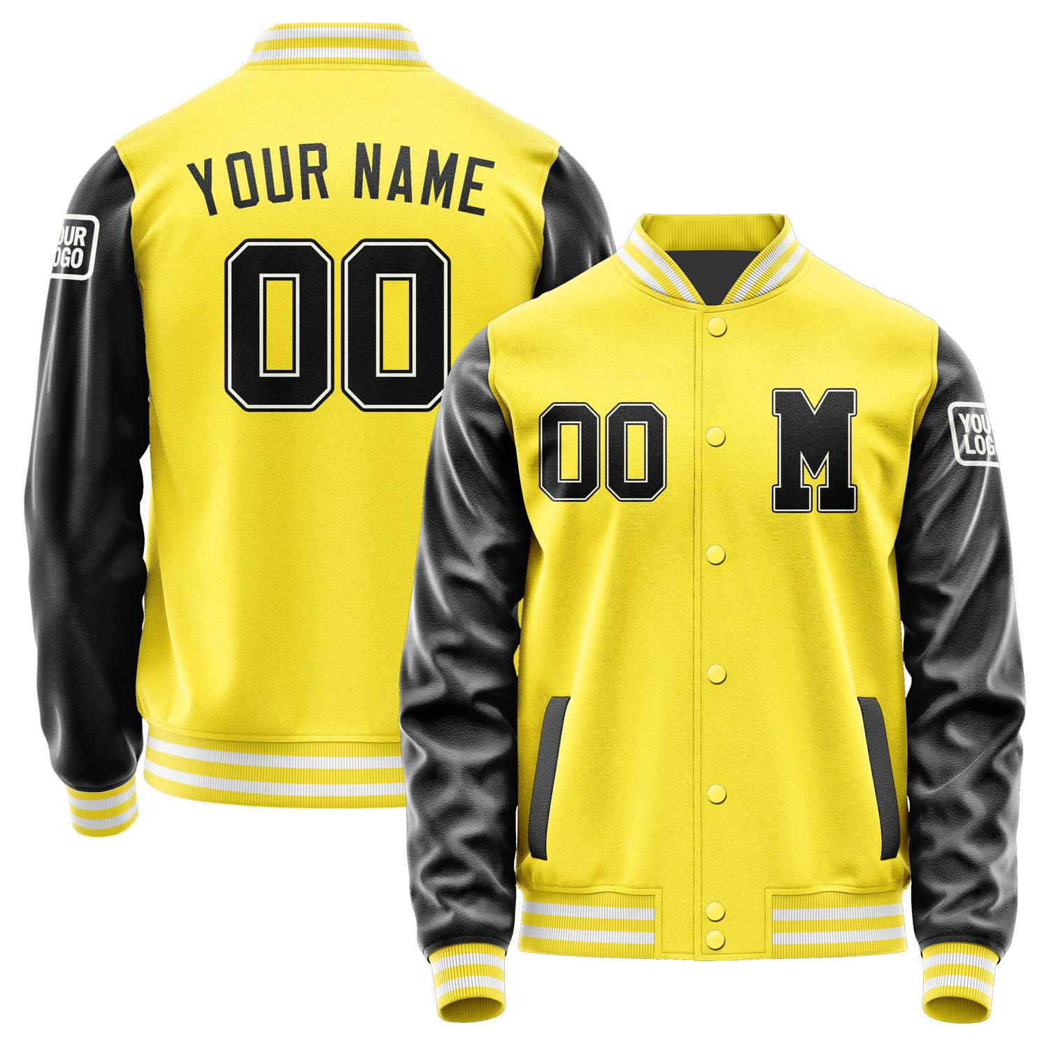 Custom Light Yellow Black Jacket Jb2626172618171818