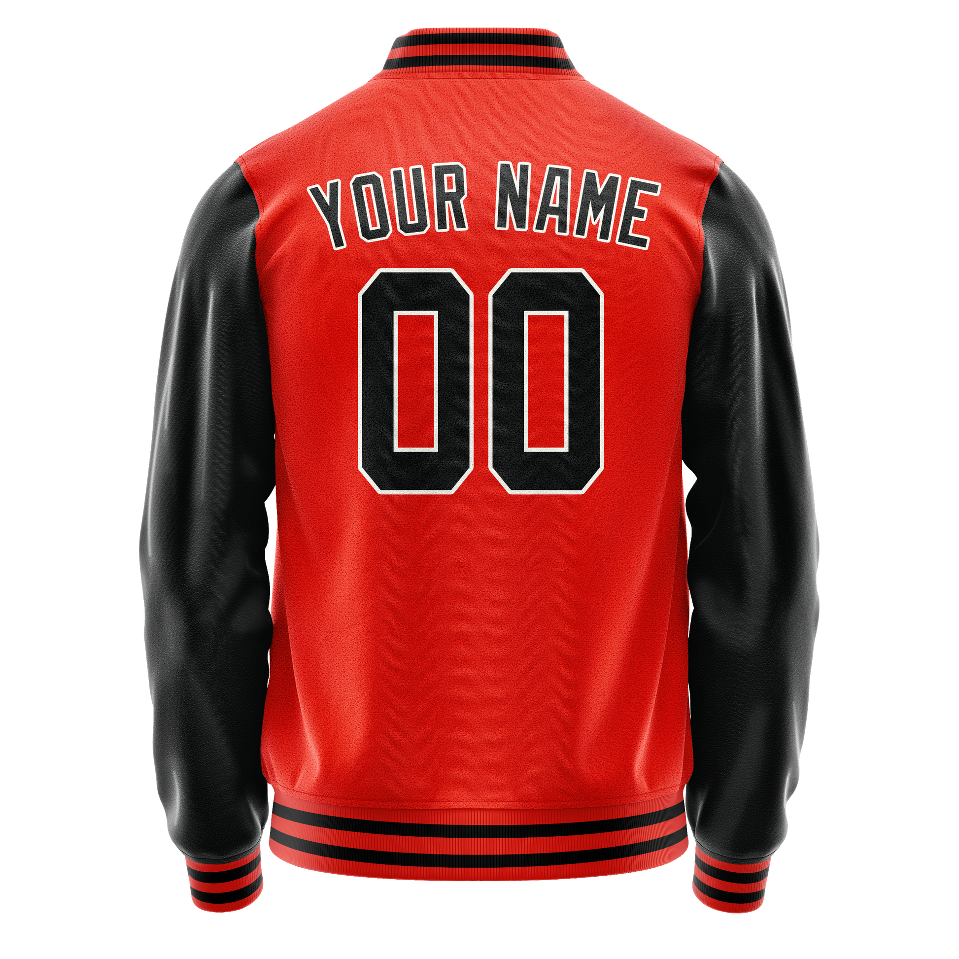 Custom Orange Black Solid Color Varsity Letterman Jacket JA02240617XE354