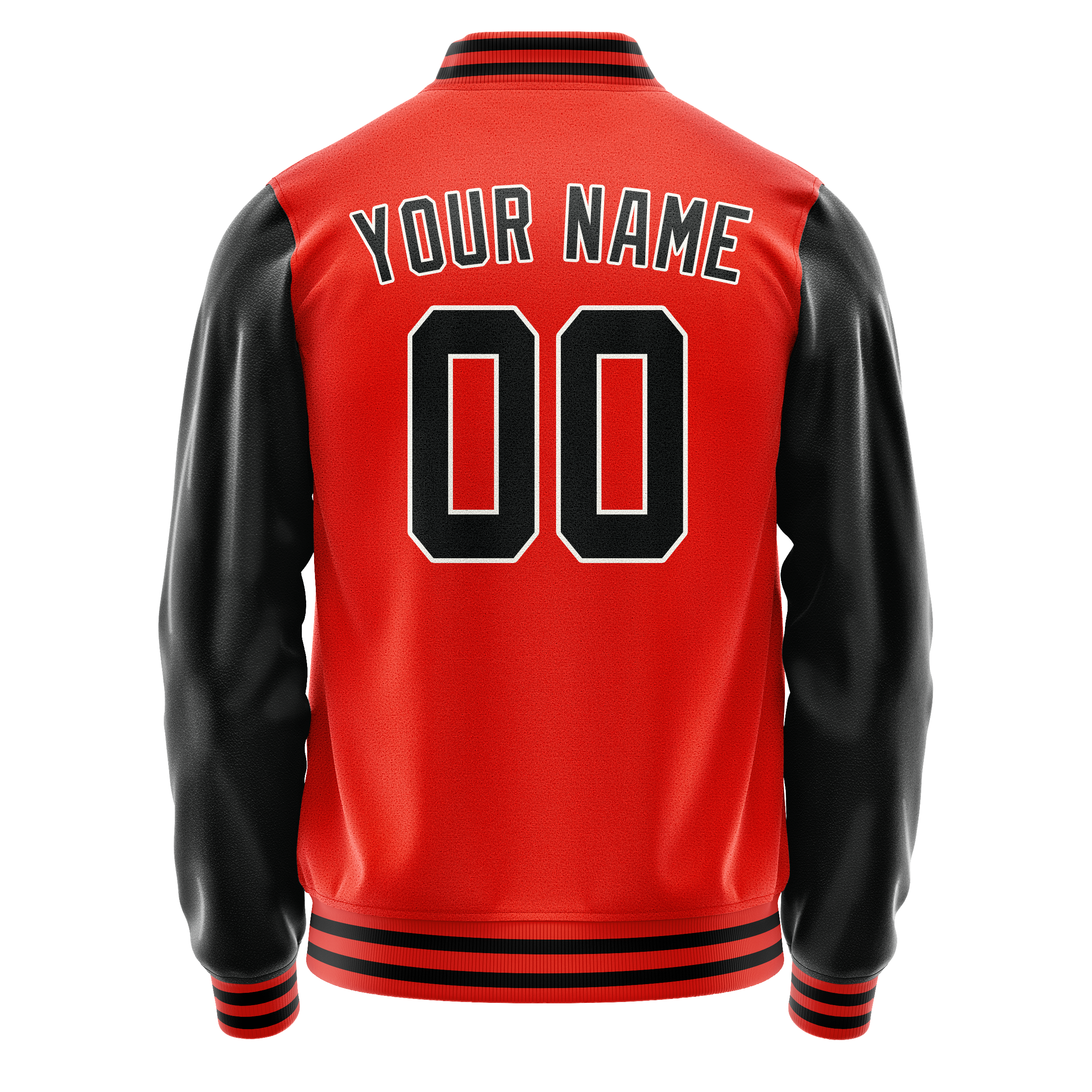 Custom Orange Black Solid Color Varsity Letterman Jacket JA02240617XE354