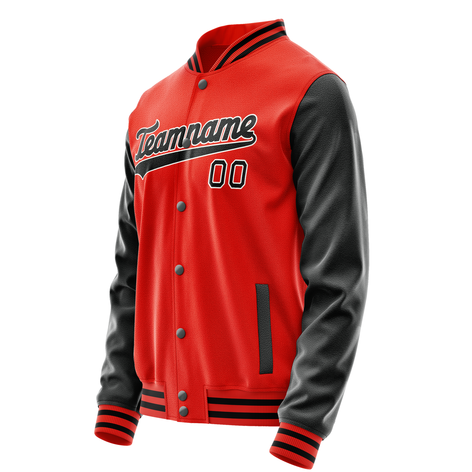 Custom Orange Black Solid Color Varsity Letterman Jacket JA02240617XE354