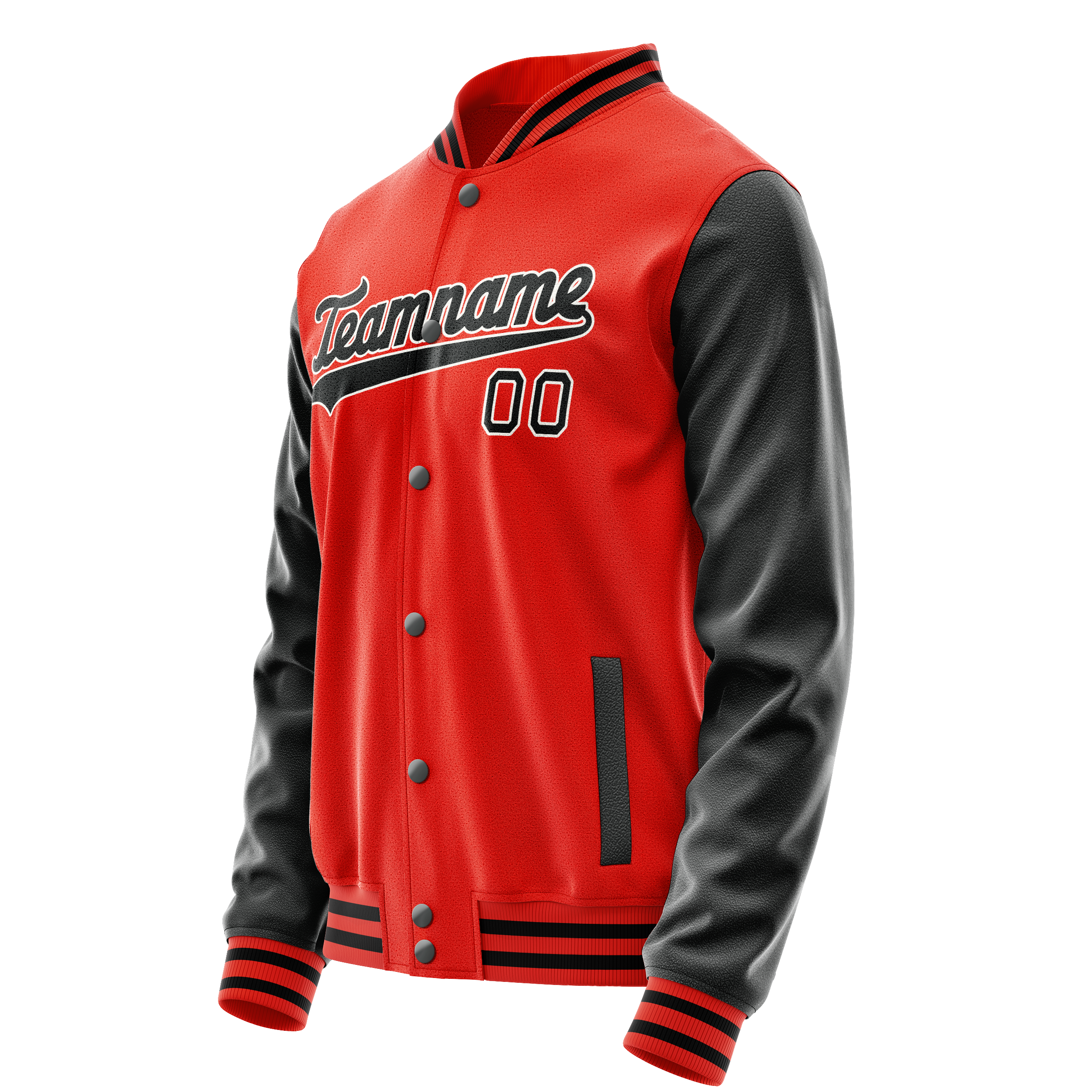 Custom Orange Black Solid Color Varsity Letterman Jacket JA02240617XE354