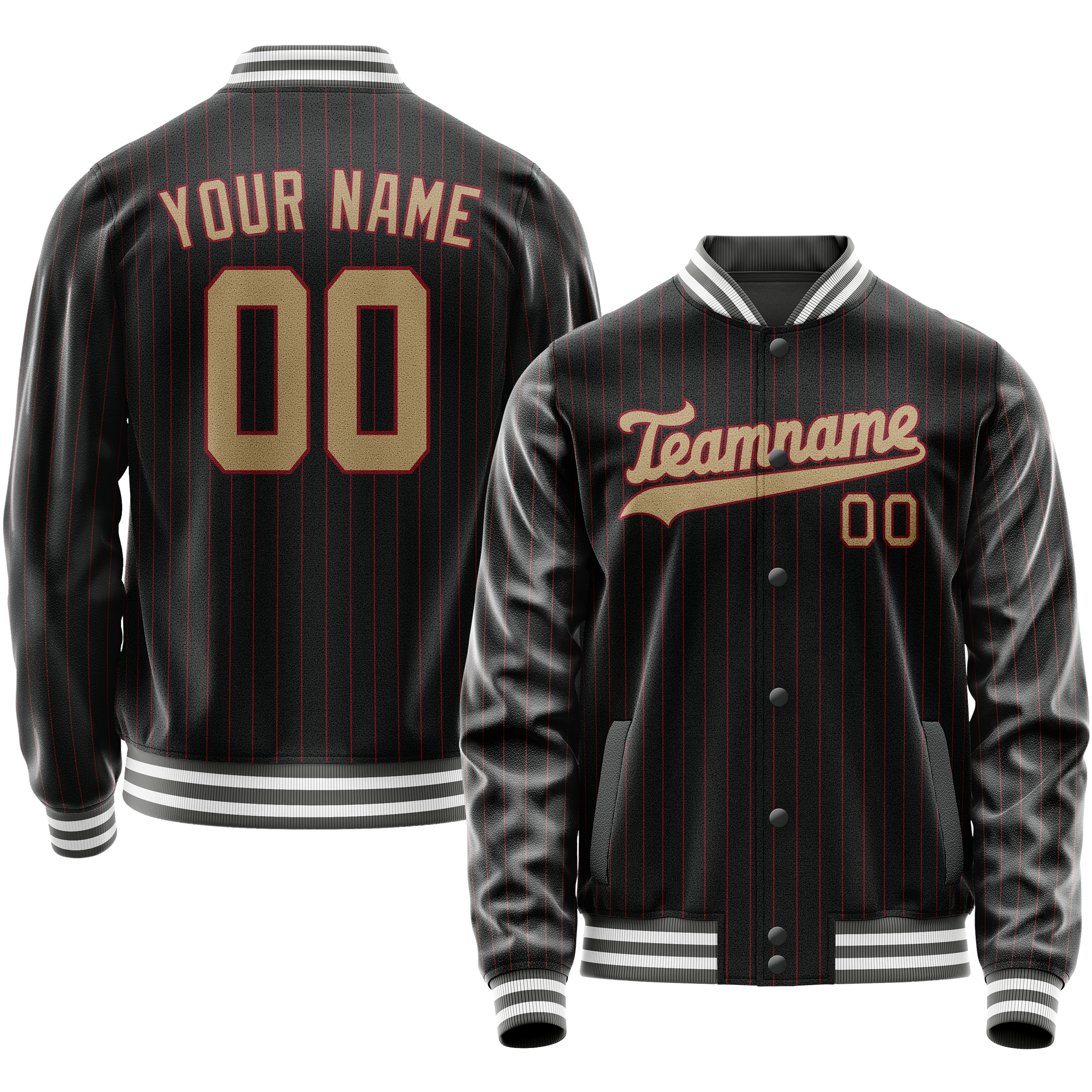 Custom Black Cream Solid Color Varsity Letterman Jacket JA02240617HF034