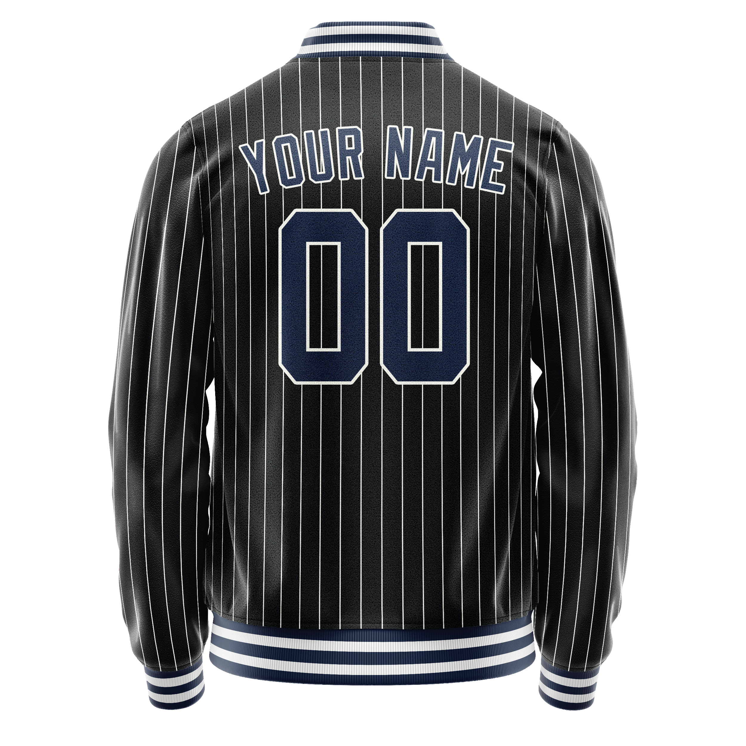 Custom Black Royal White Pinstripe Varsity Letterman Jacket JA02240617HF057