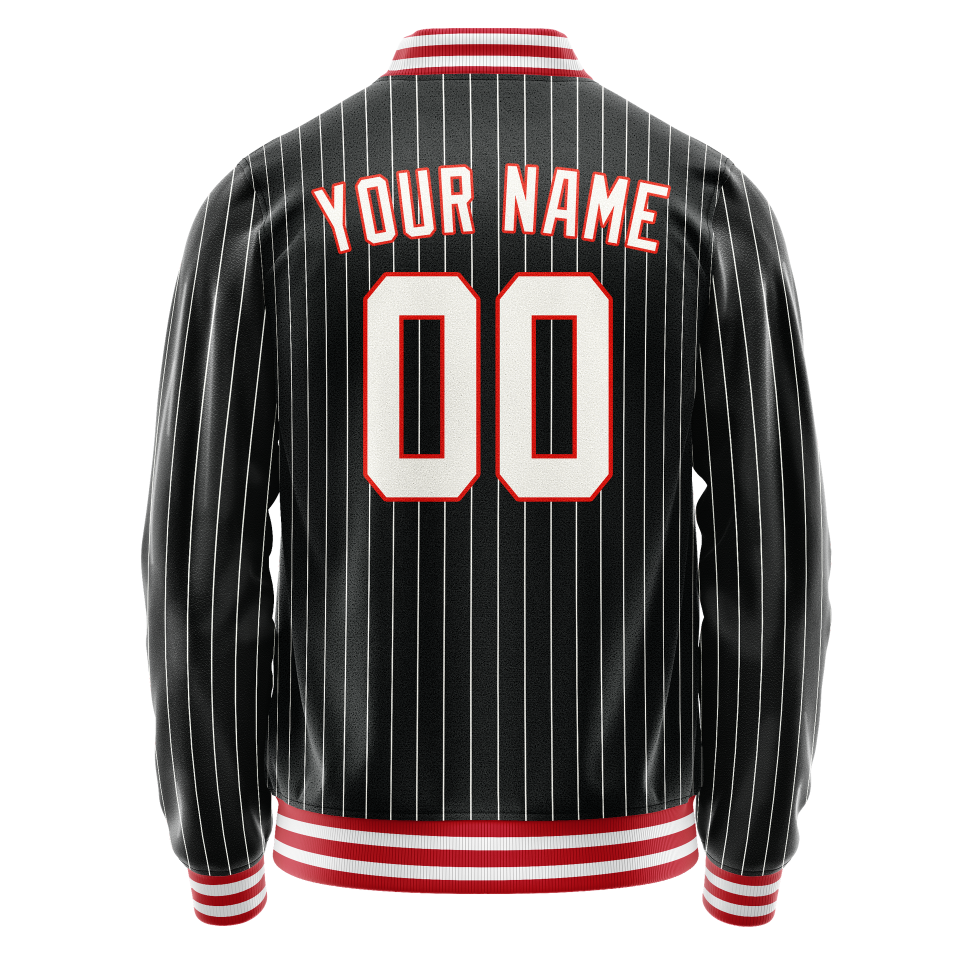 Custom Black Orange White Pinstripe Varsity Letterman Jacket JA02240617HF038
