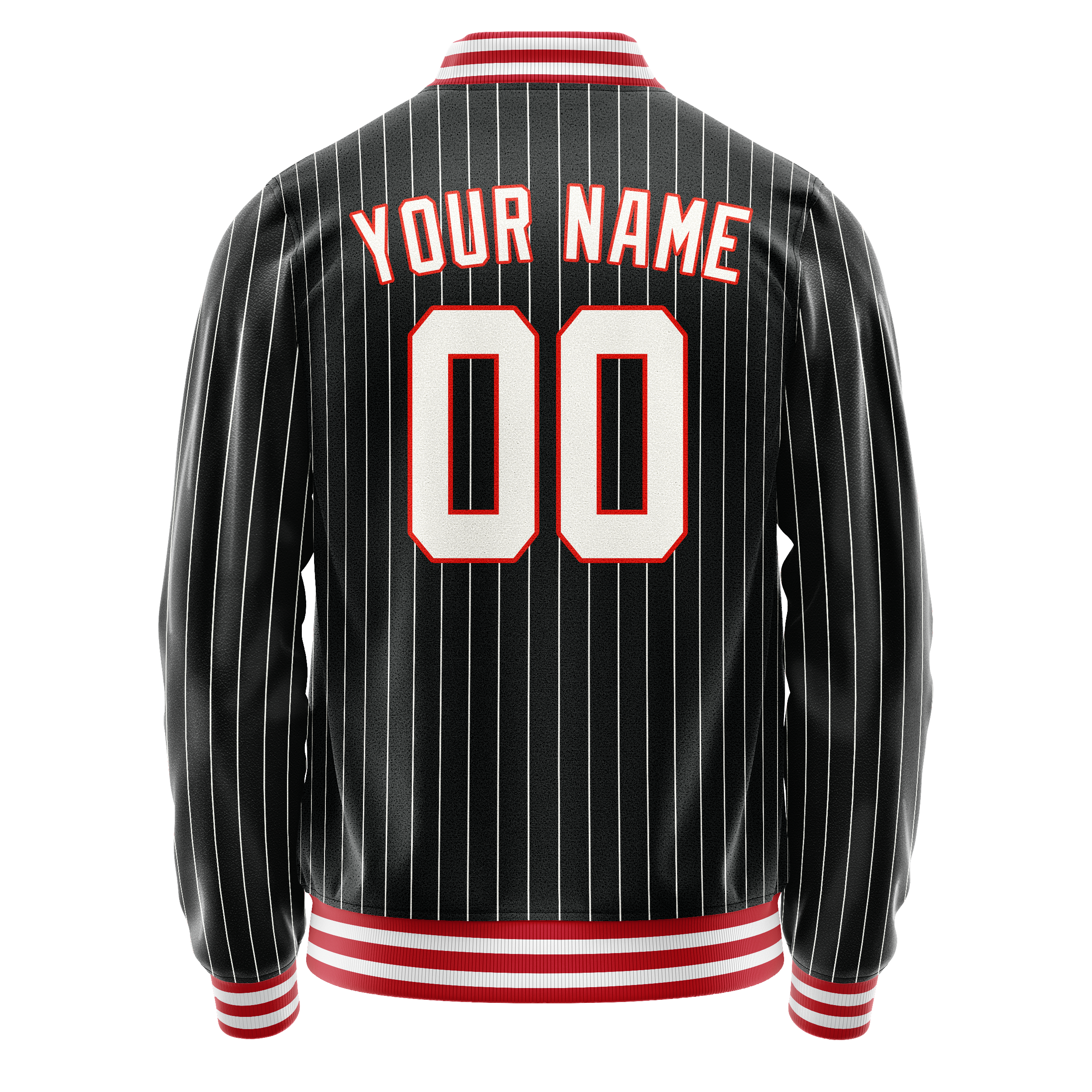 Custom Black Orange White Pinstripe Varsity Letterman Jacket JA02240617HF038