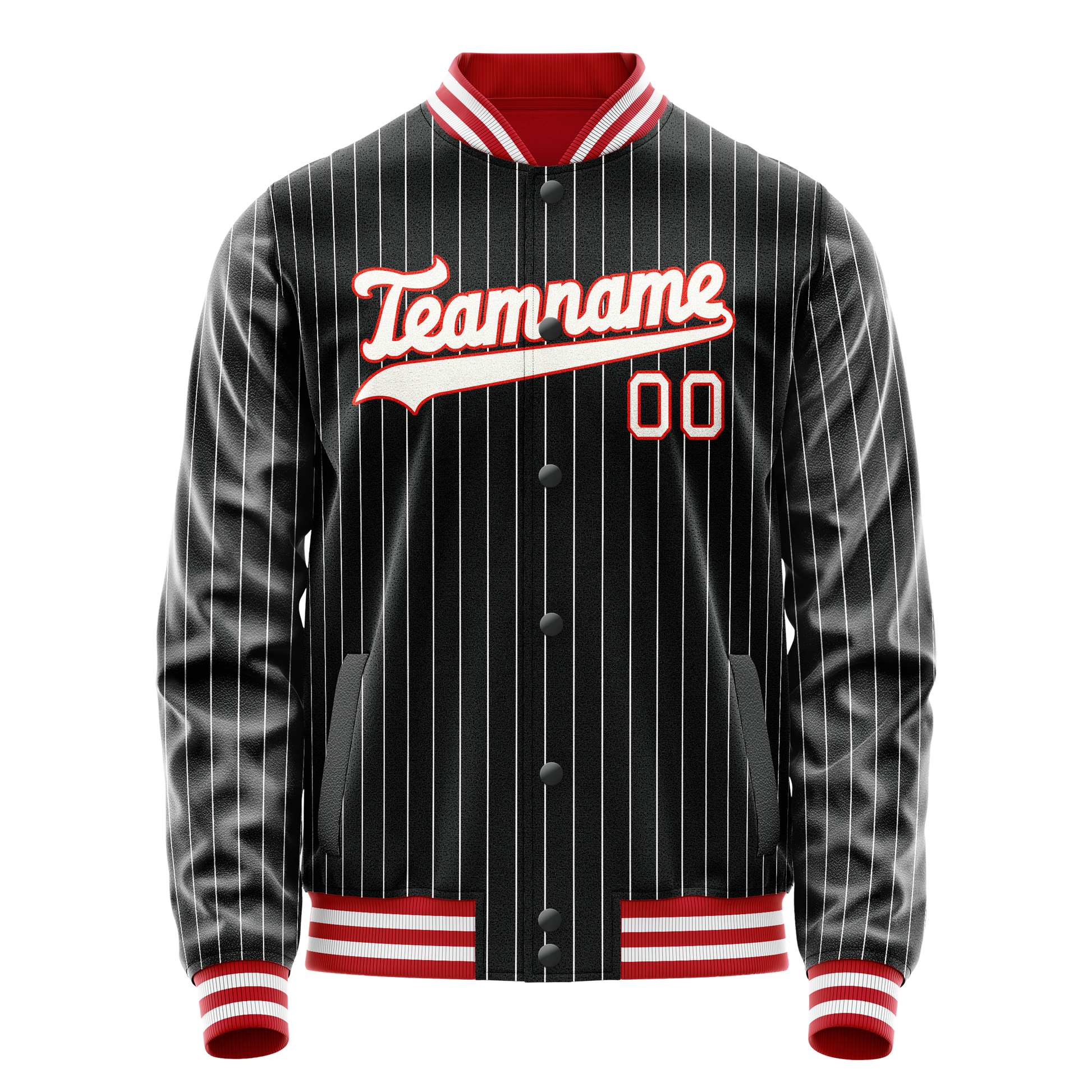 Custom Black Orange White Pinstripe Varsity Letterman Jacket JA02240617HF038