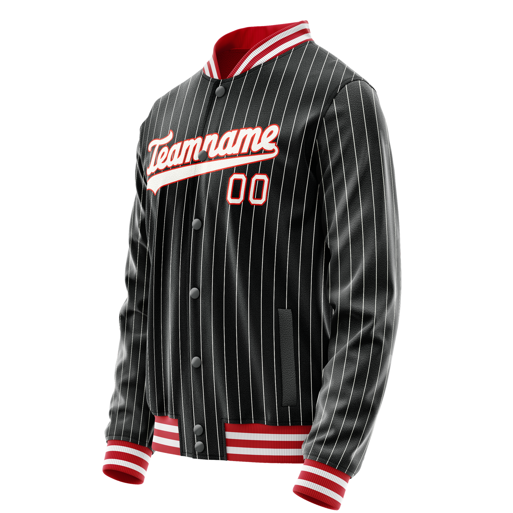 Custom Black Orange White Pinstripe Varsity Letterman Jacket JA02240617HF038