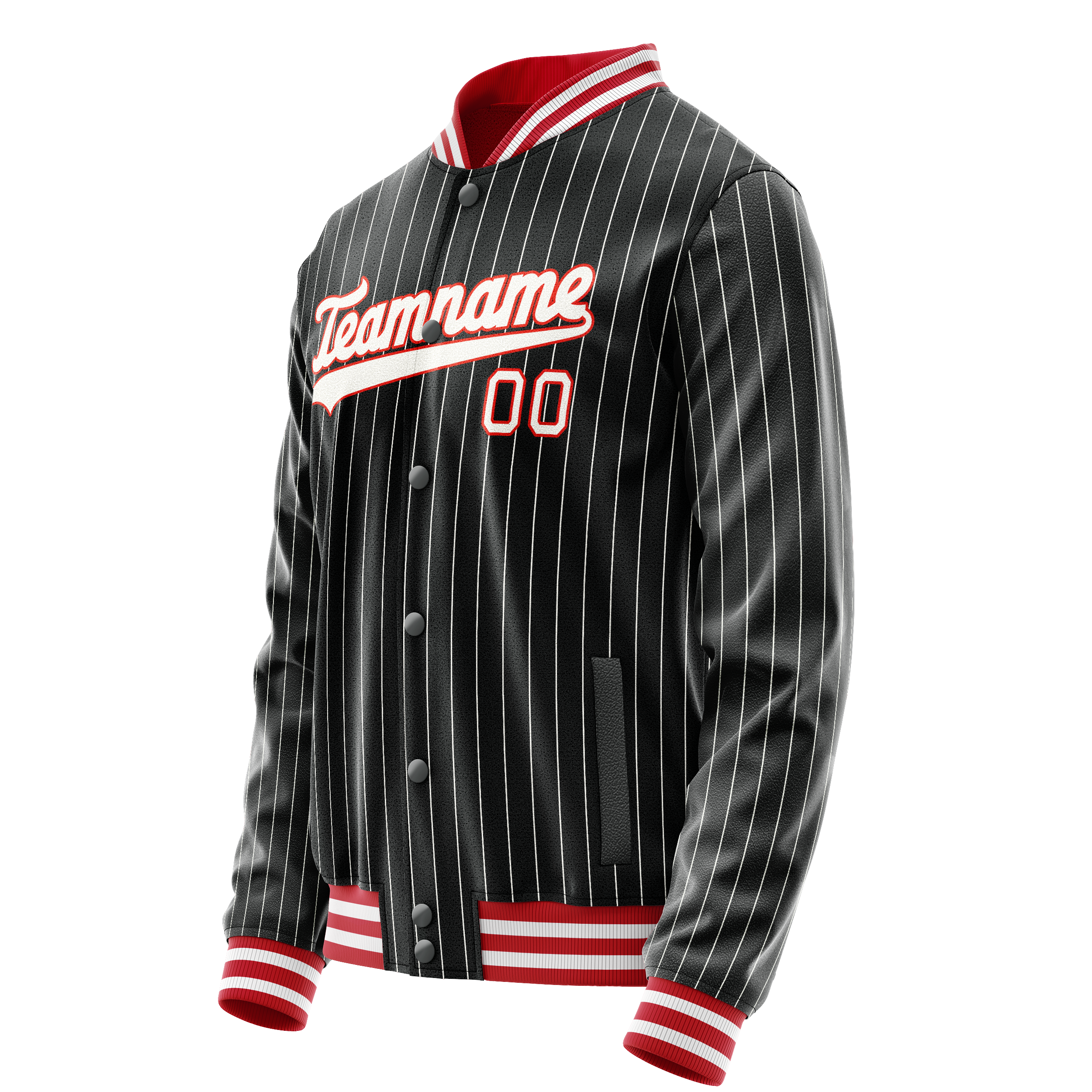 Custom Black Orange White Pinstripe Varsity Letterman Jacket JA02240617HF038