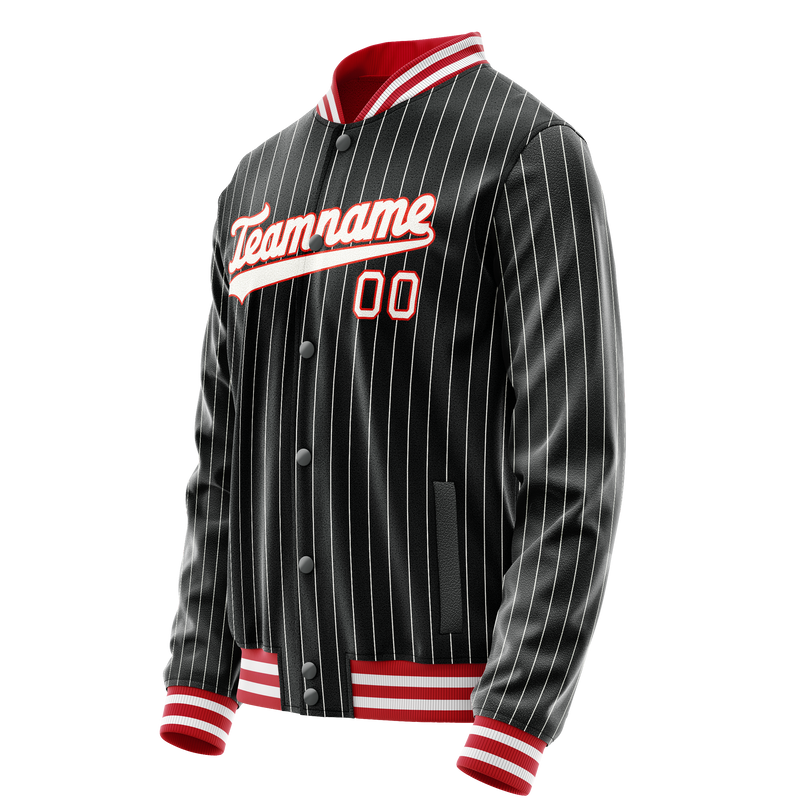 Custom Black Orange White Pinstripe Varsity Letterman Jacket JA02240617HF038