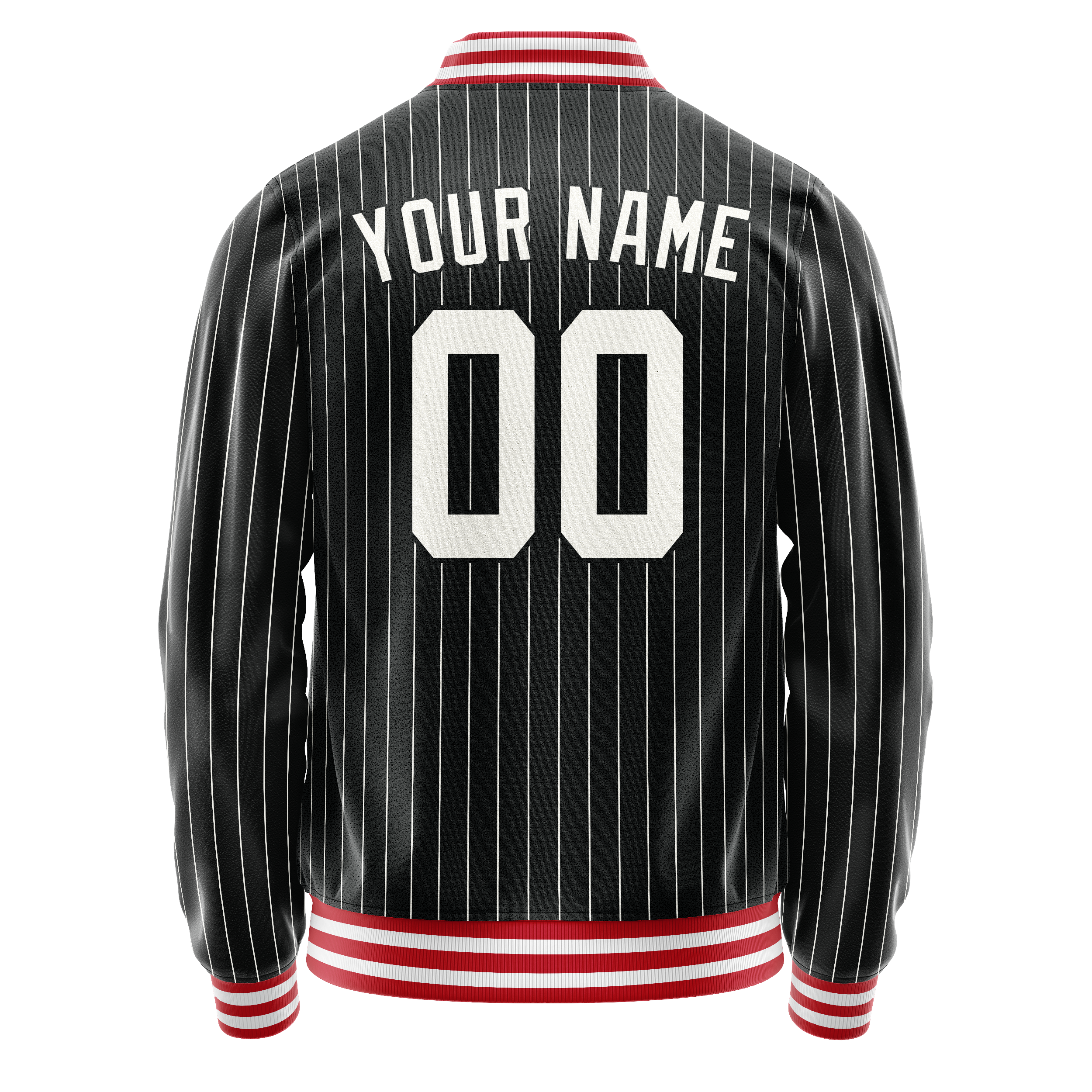 Custom Black White Gray Pinstripe Varsity Letterman Jacket JA02240617HF047