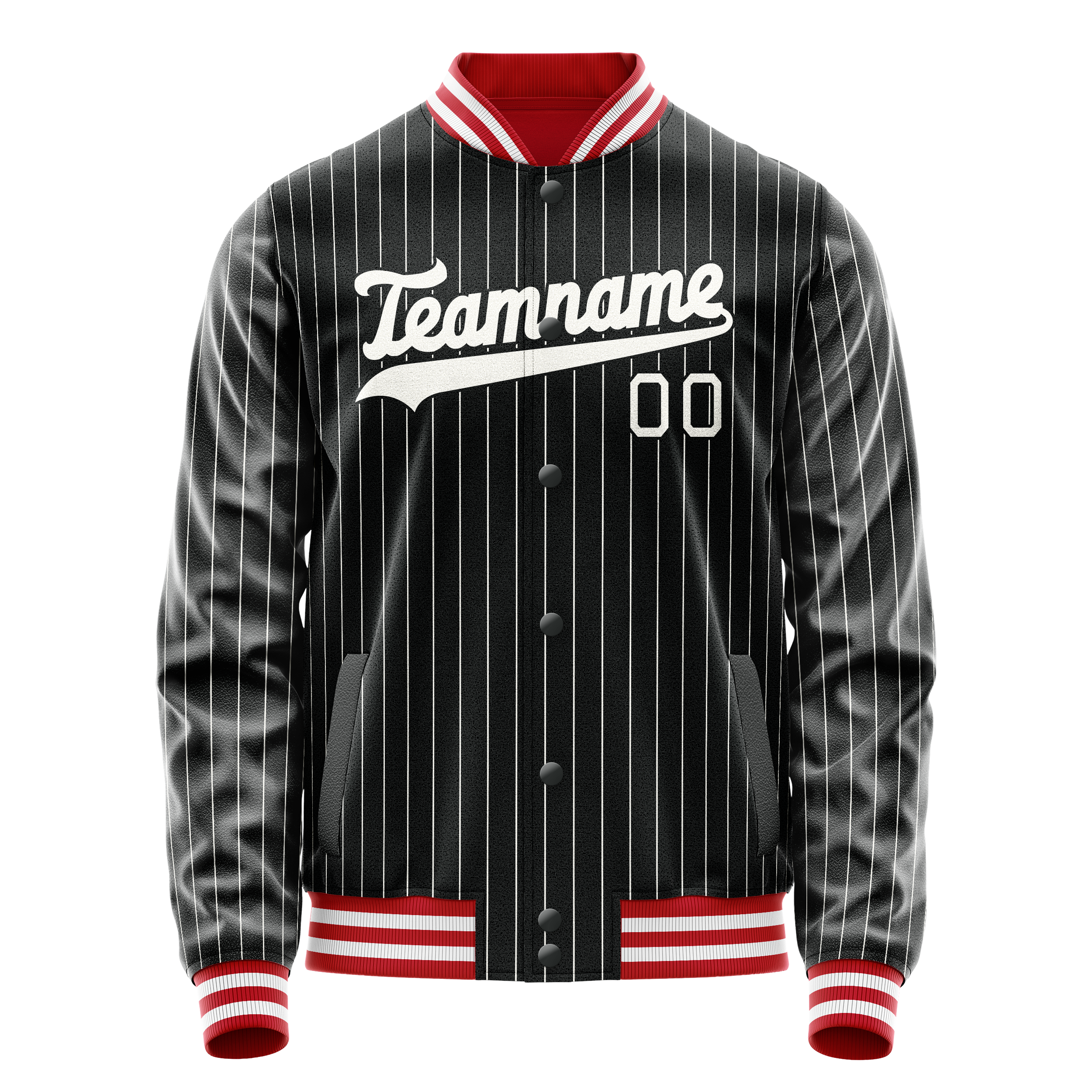 Custom Black White Gray Pinstripe Varsity Letterman Jacket JA02240617HF047