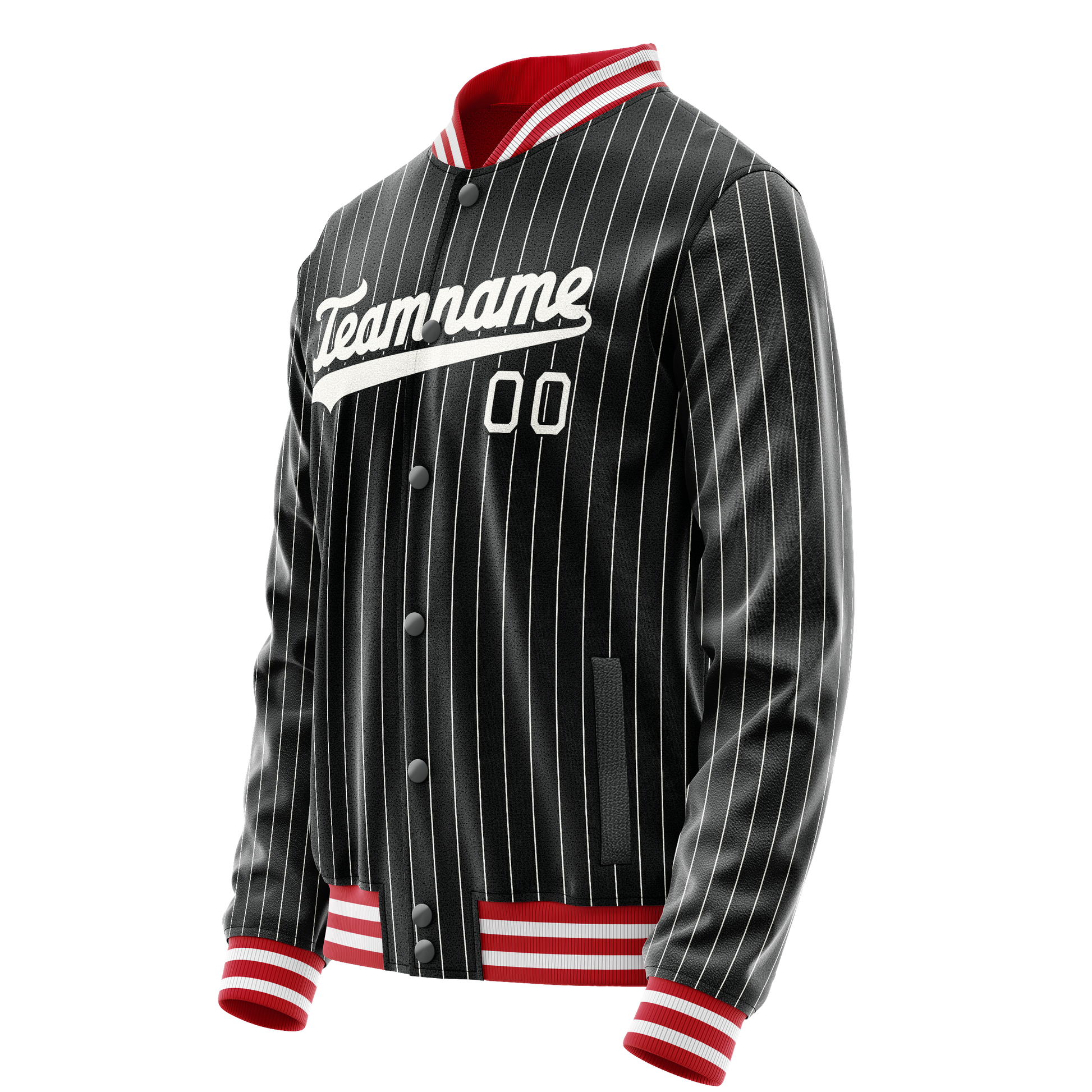 Custom Black White Gray Pinstripe Varsity Letterman Jacket JA02240617HF047