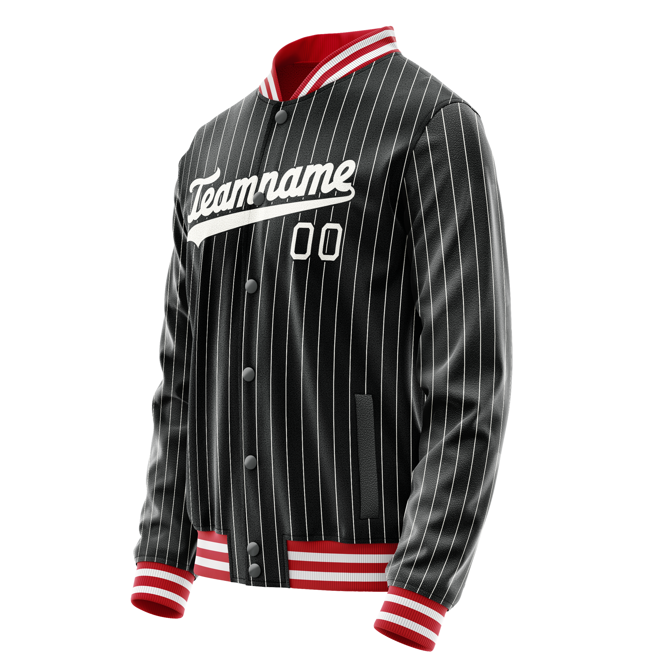 Custom Black White Gray Pinstripe Varsity Letterman Jacket JA02240617HF047