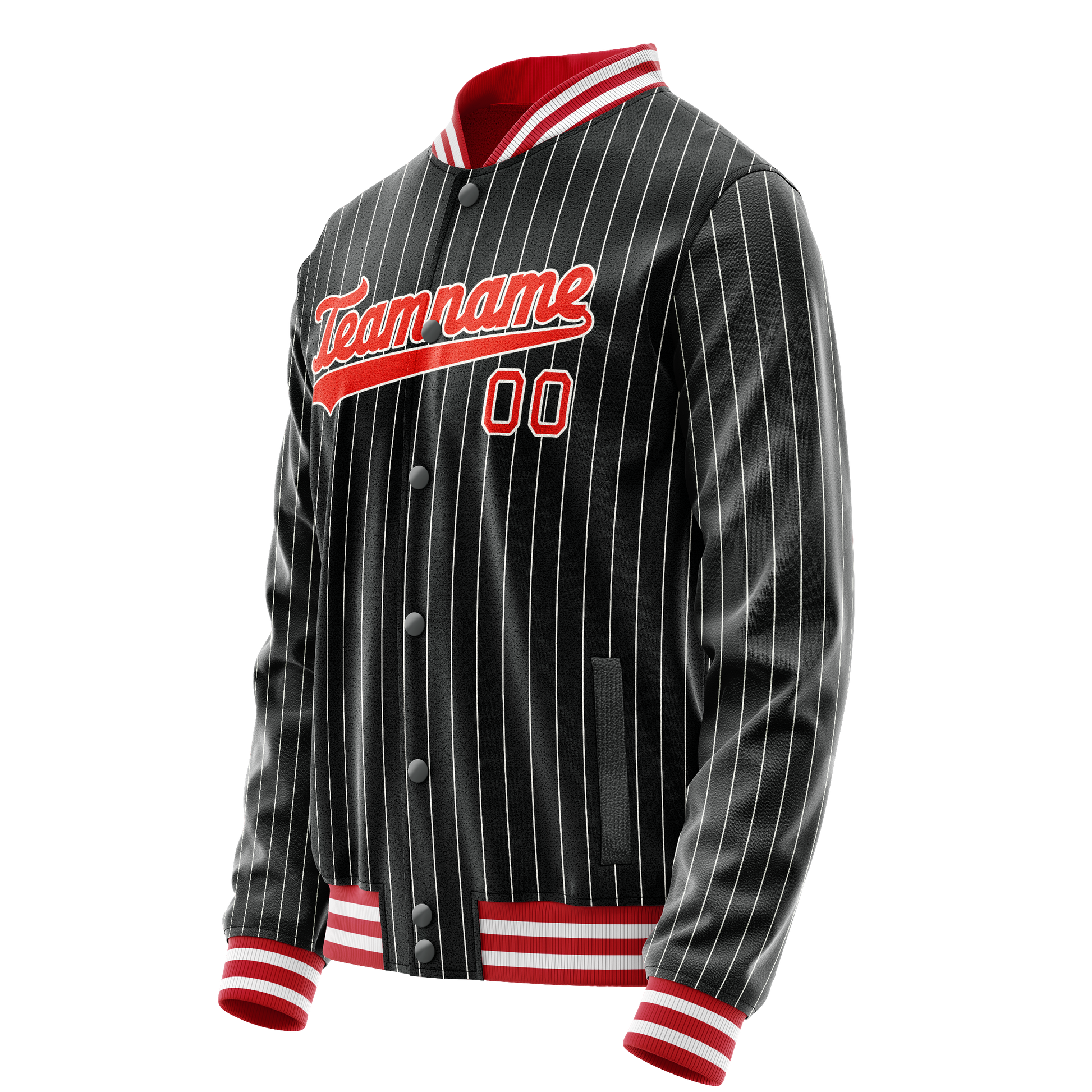 Custom Black Orange Gray Pinstripe Varsity Letterman Jacket JA02240617HF037