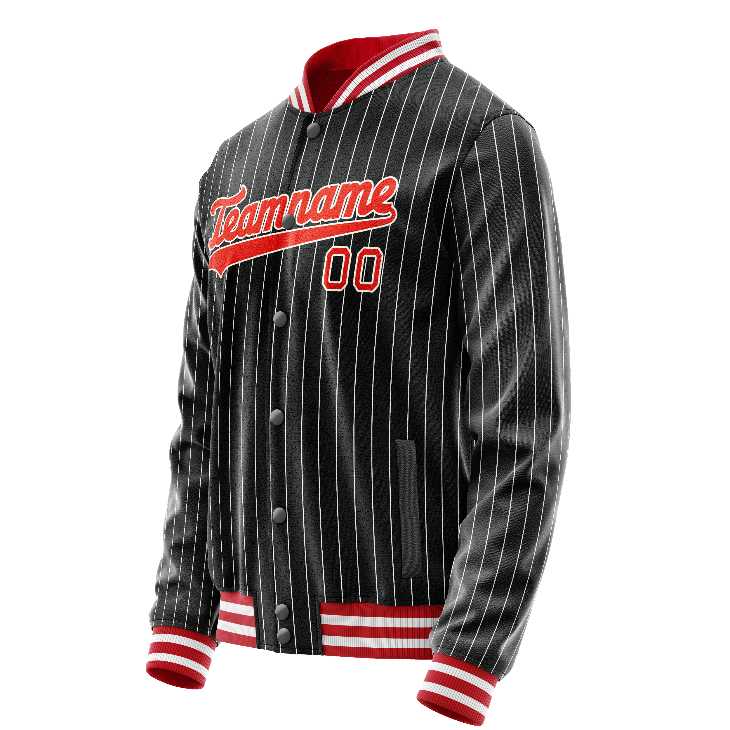 Custom Black Orange Gray Pinstripe Varsity Letterman Jacket JA02240617HF037