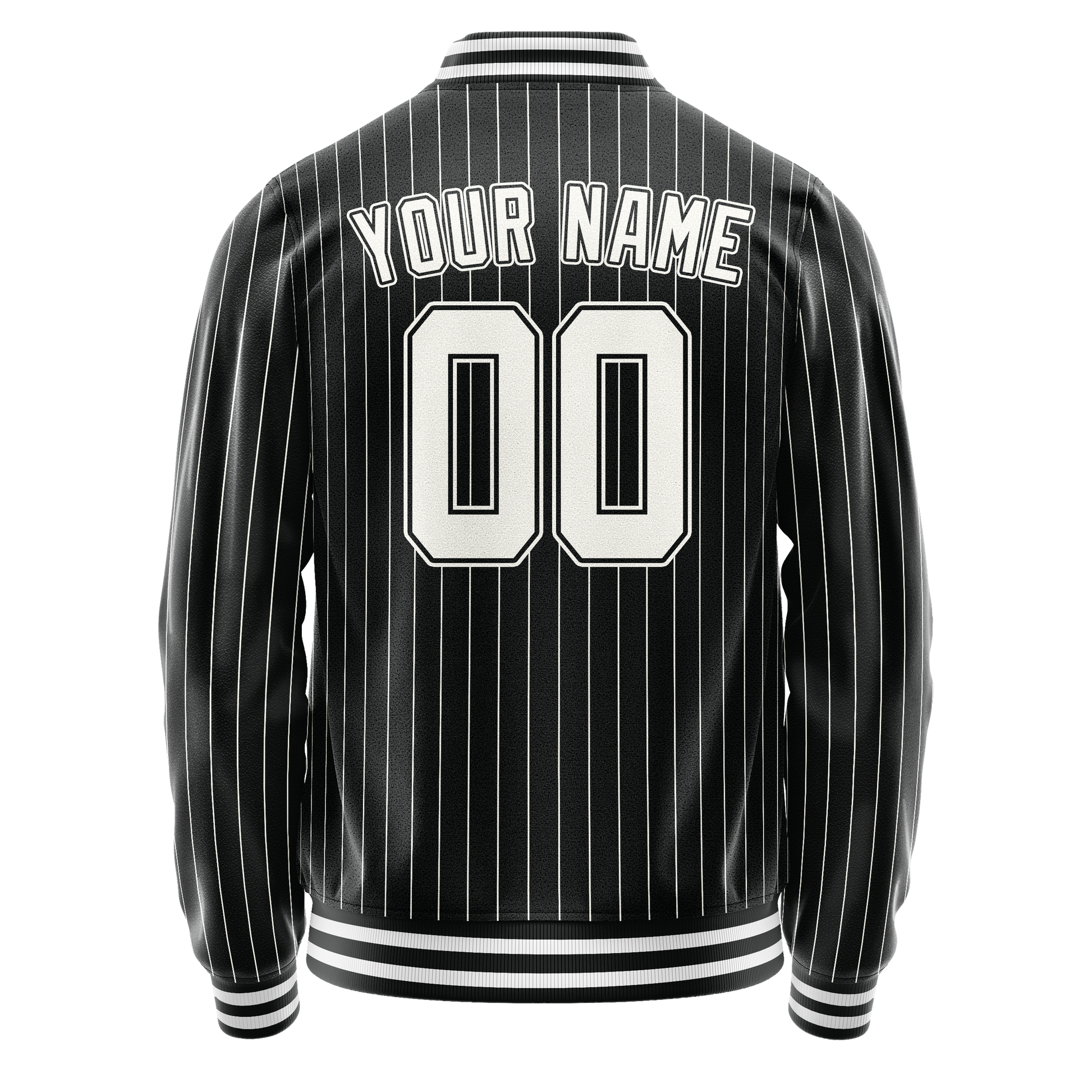 Custom Black White Gray Pinstripe Varsity Letterman Jacket JA02240617HF053