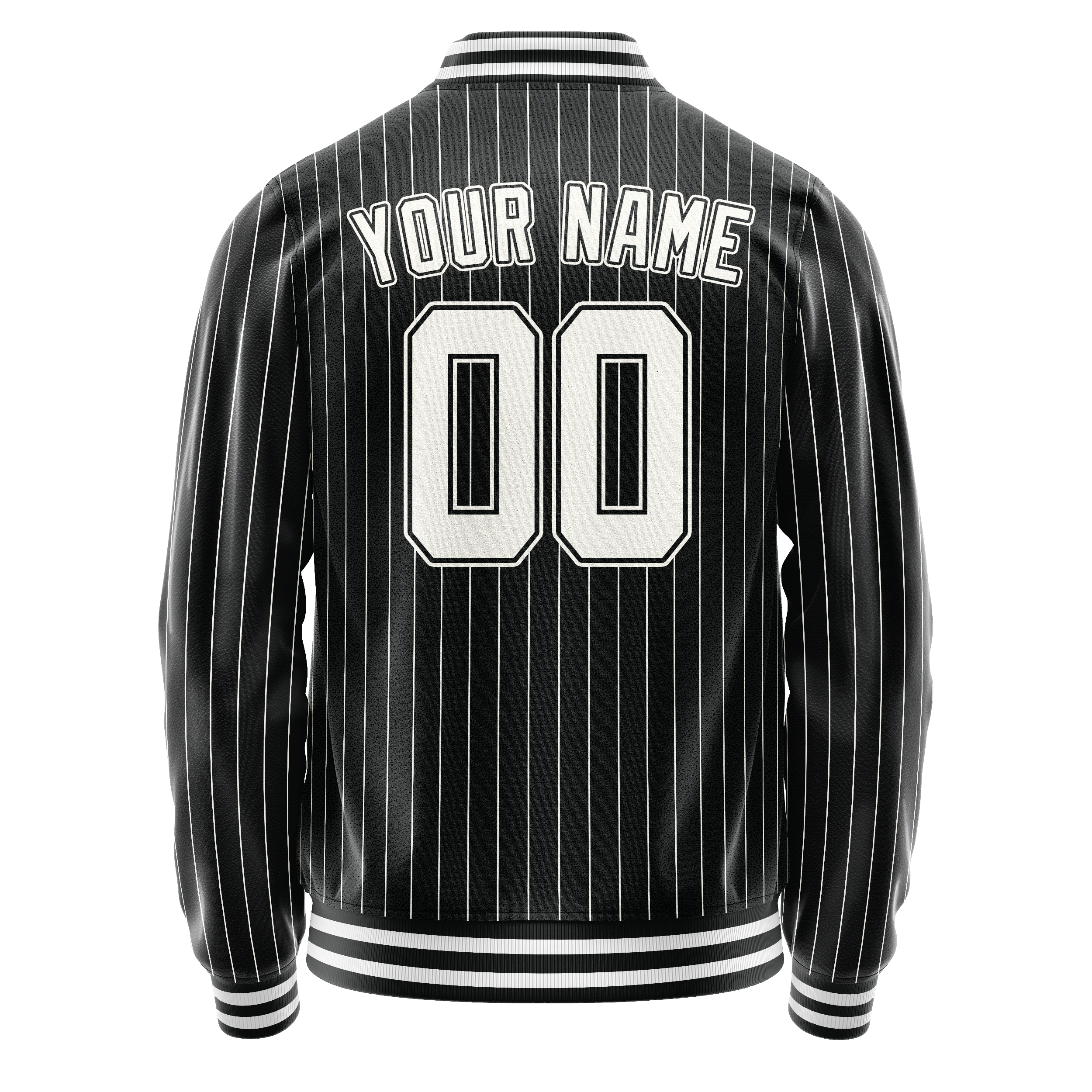 Custom Black White Gray Pinstripe Varsity Letterman Jacket JA02240617HF053