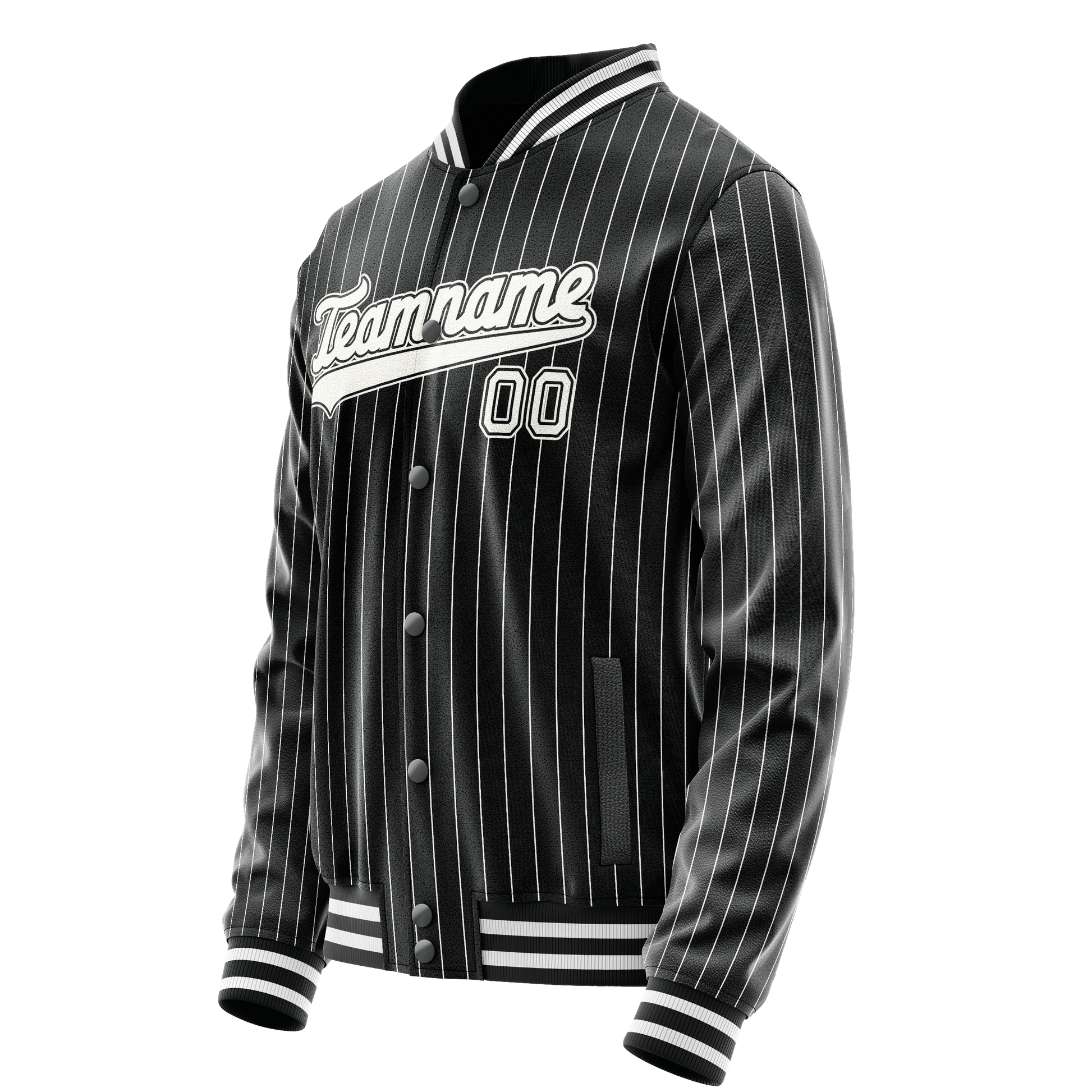 Custom Black White Gray Pinstripe Varsity Letterman Jacket JA02240617HF053