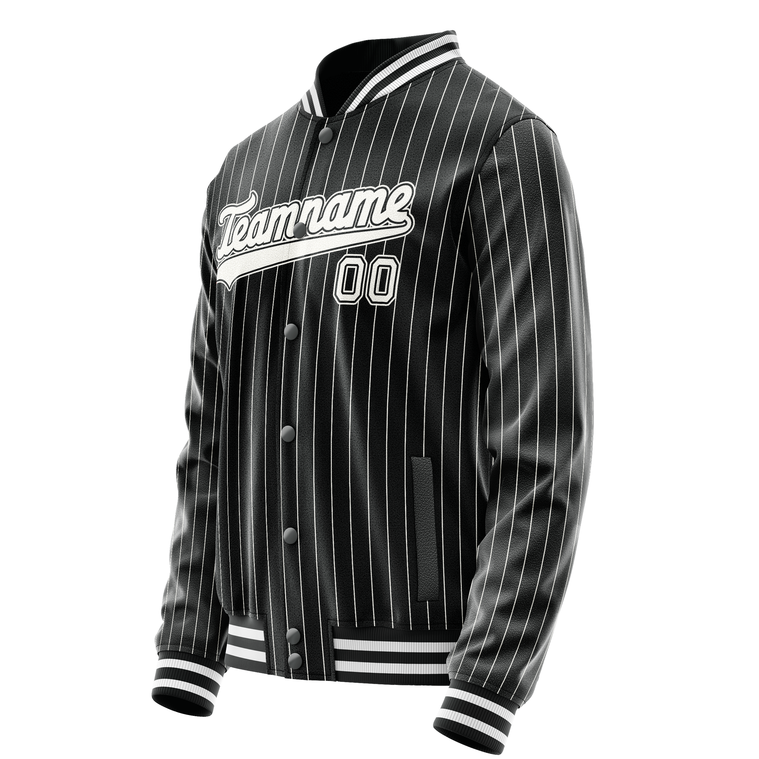 Custom Black White Gray Pinstripe Varsity Letterman Jacket JA02240617HF053
