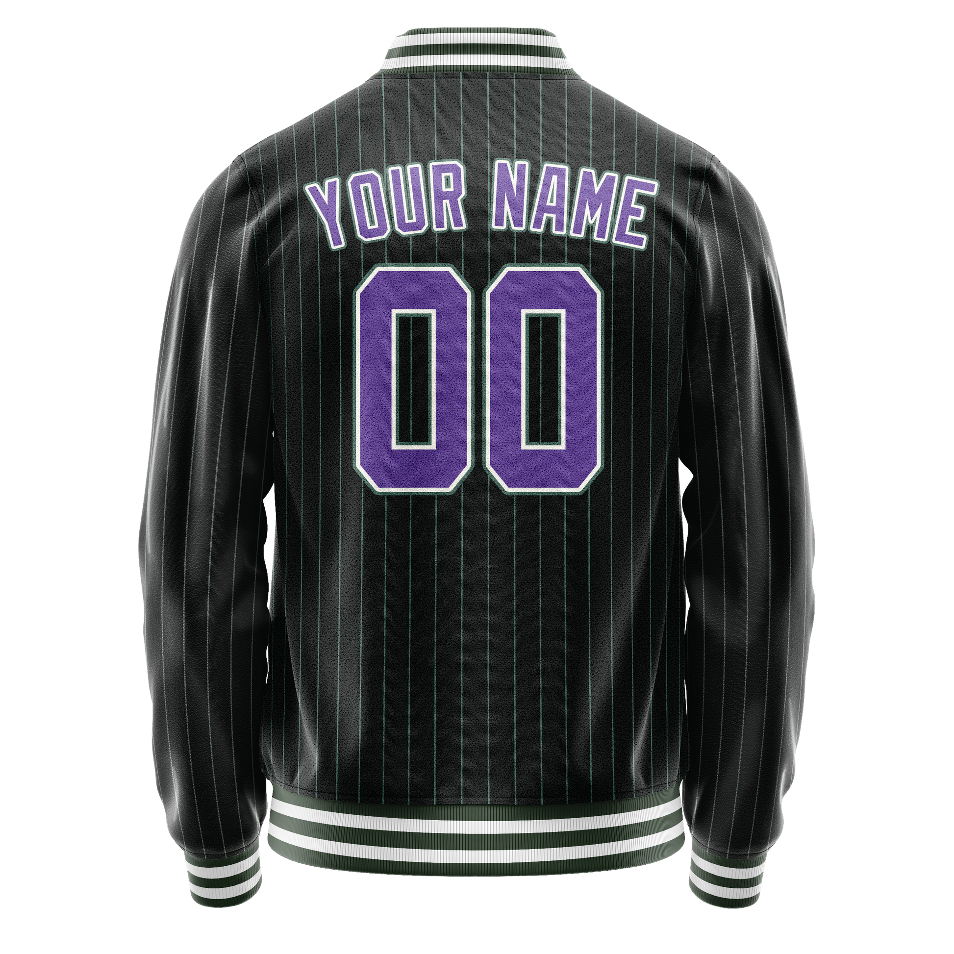Custom Black Purple Teal Pinstripe Varsity Letterman Jacket JA02240617HF042
