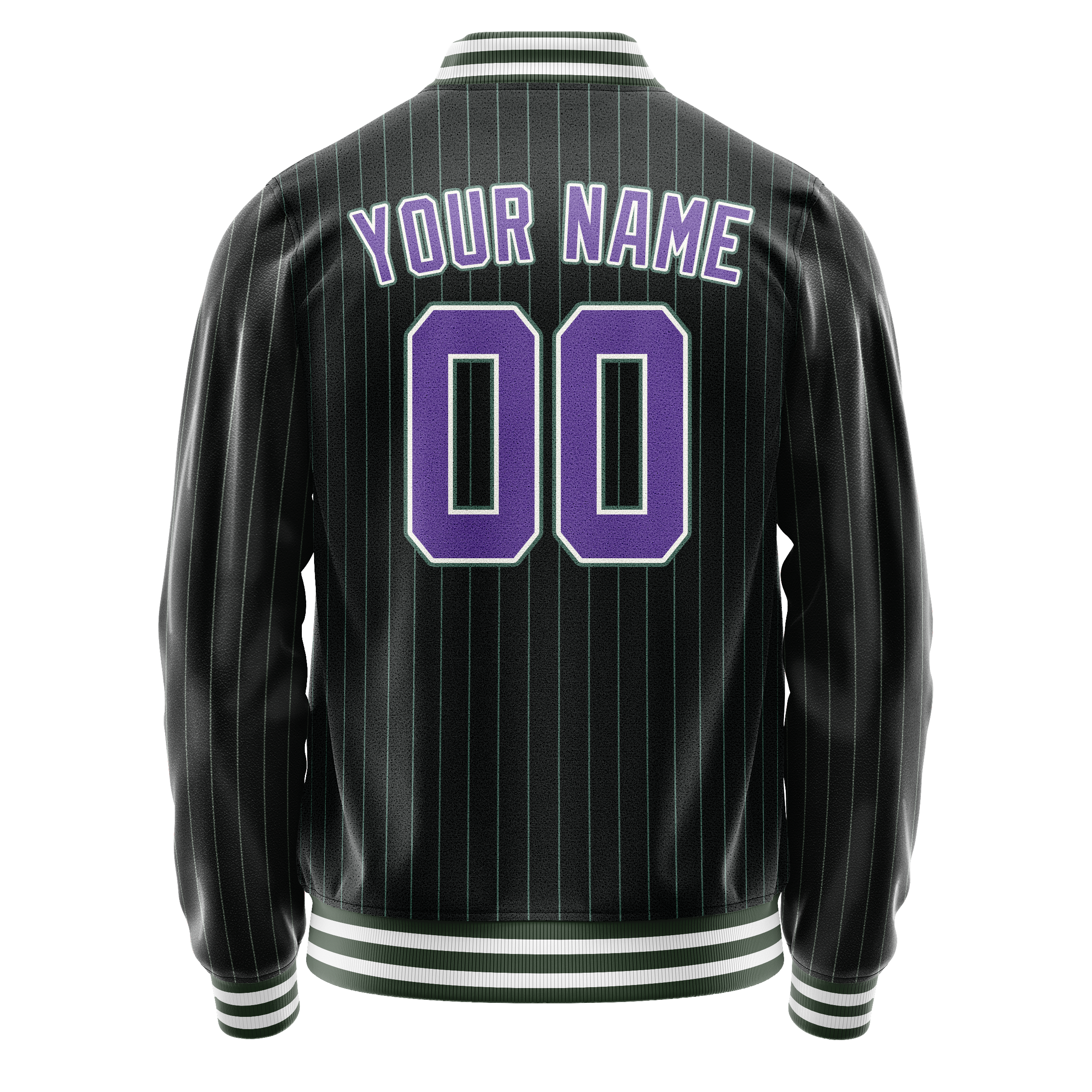 Custom Black Purple Teal Pinstripe Varsity Letterman Jacket JA02240617HF042