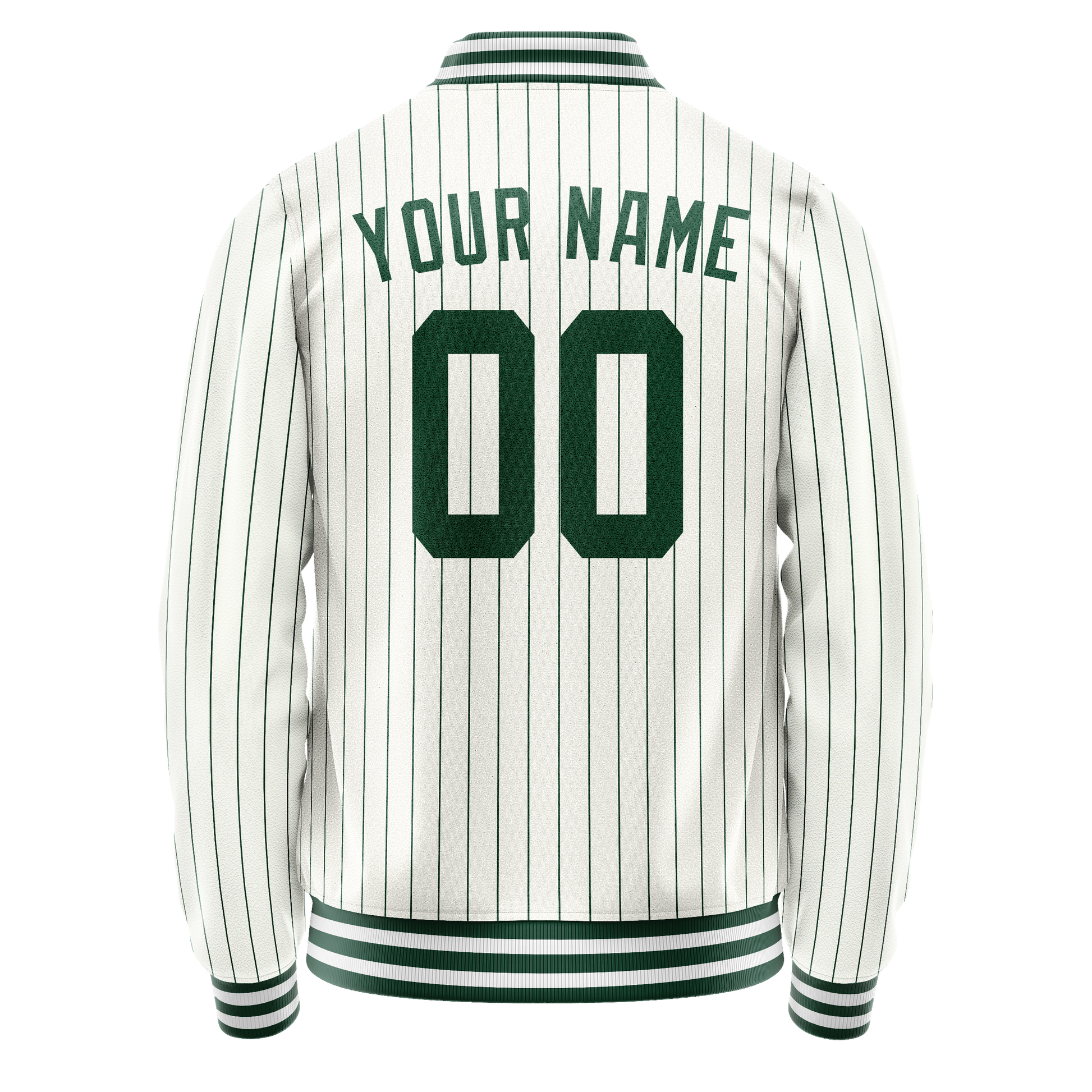 Custom White Kelly-Green Kelly Green Pinstripe Varsity Letterman Jacket JA02240617JC488