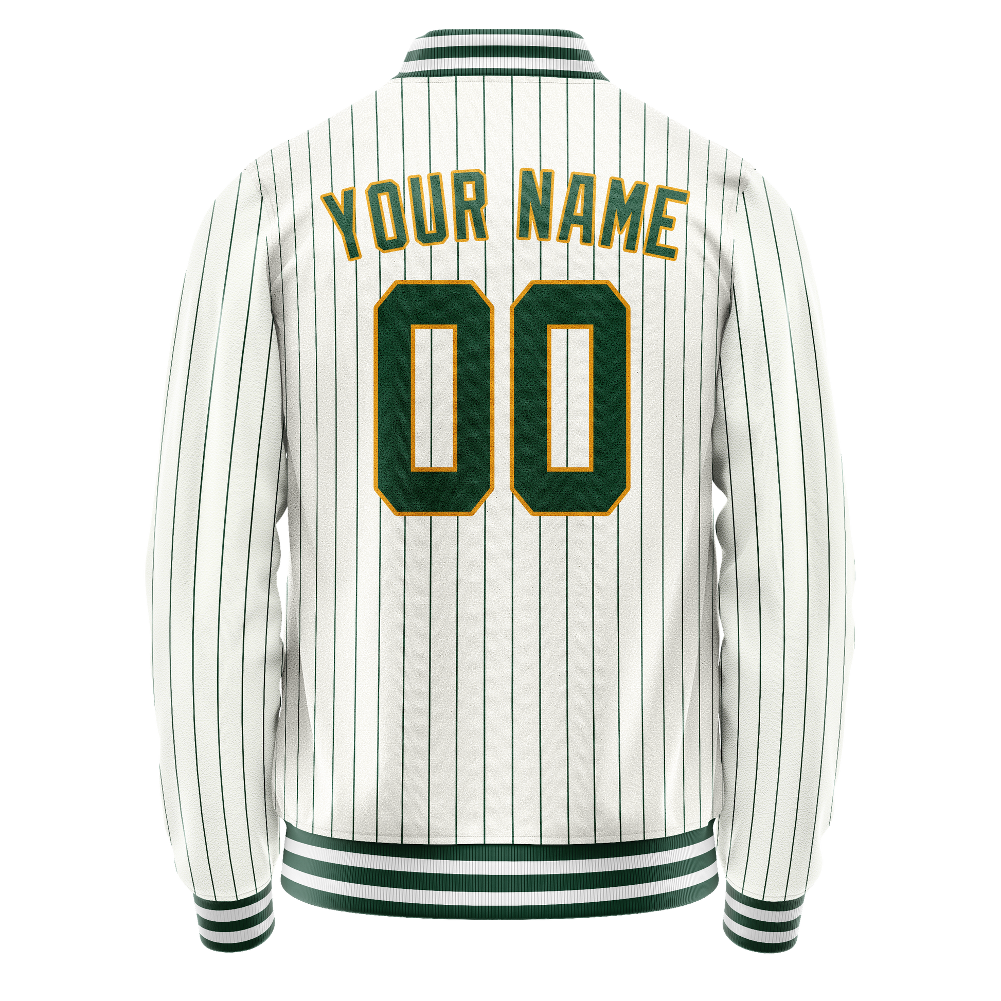 Custom White Kelly-Green Kelly Green Pinstripe Varsity Letterman Jacket JA02240617JC484