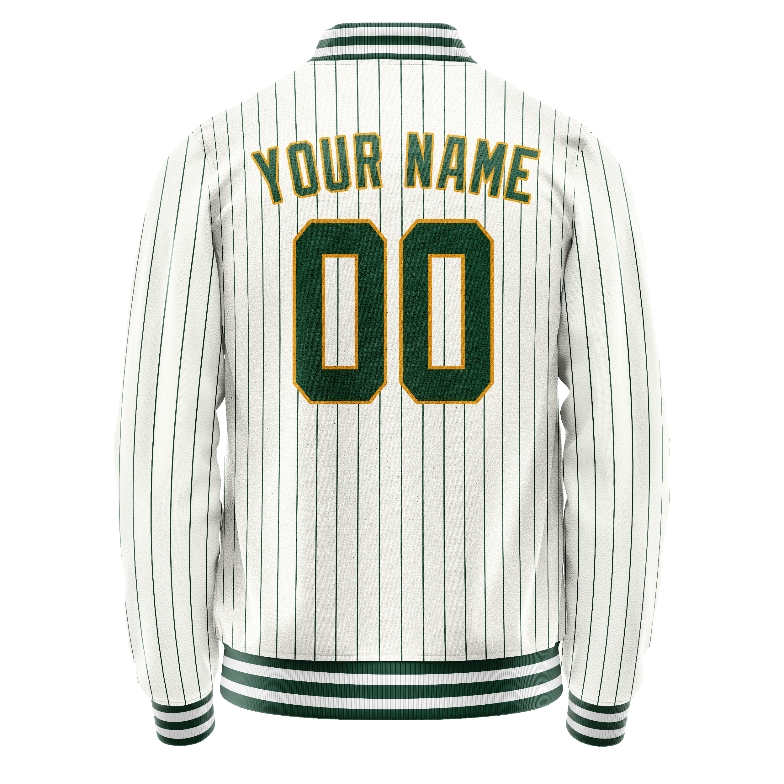 Custom White Kelly-Green Kelly Green Pinstripe Varsity Letterman Jacket JA02240617JC484