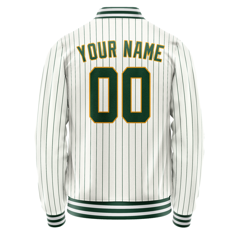 Custom White Kelly-Green Kelly Green Pinstripe Varsity Letterman Jacket JA02240617JC484