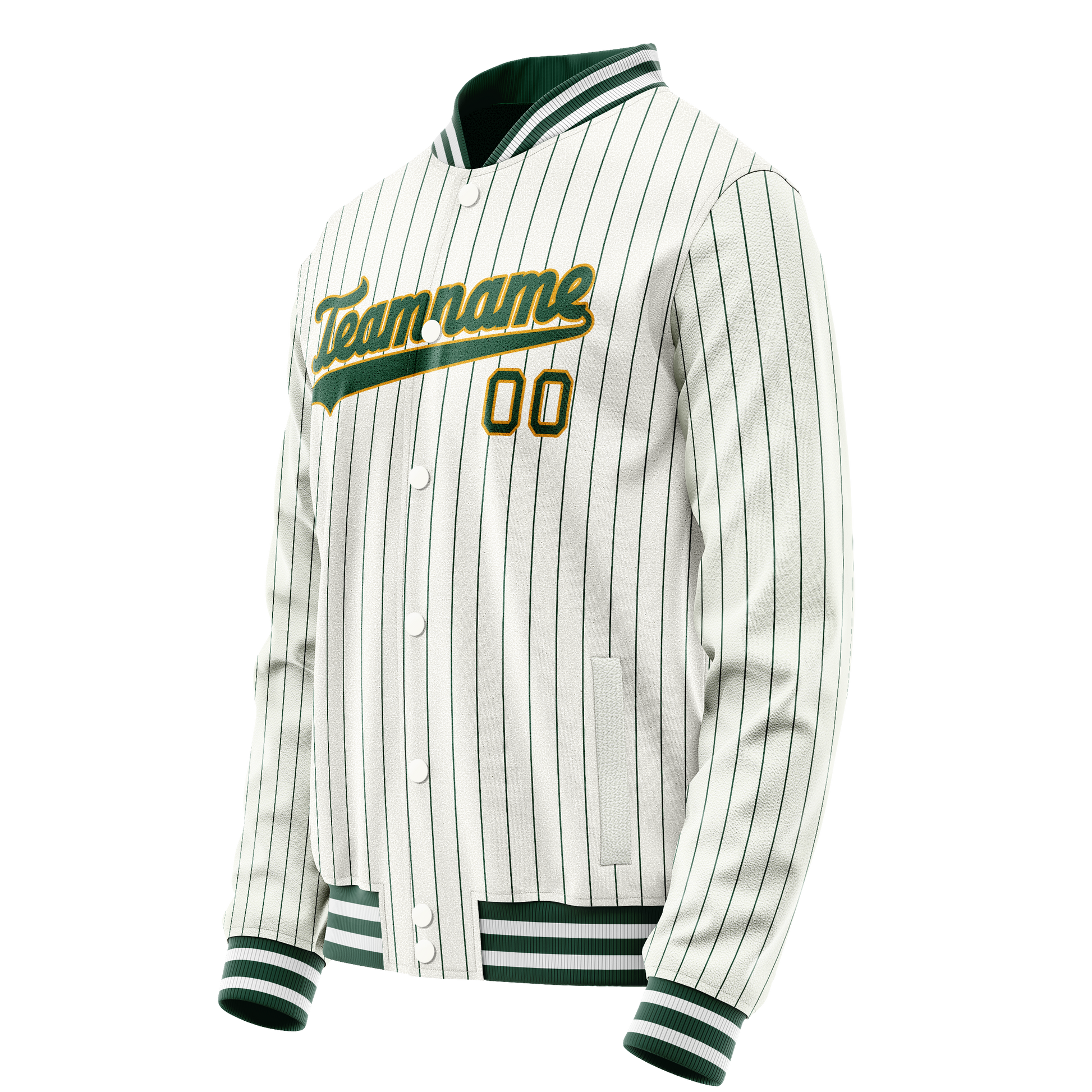 Custom White Kelly-Green Kelly Green Pinstripe Varsity Letterman Jacket JA02240617JC484