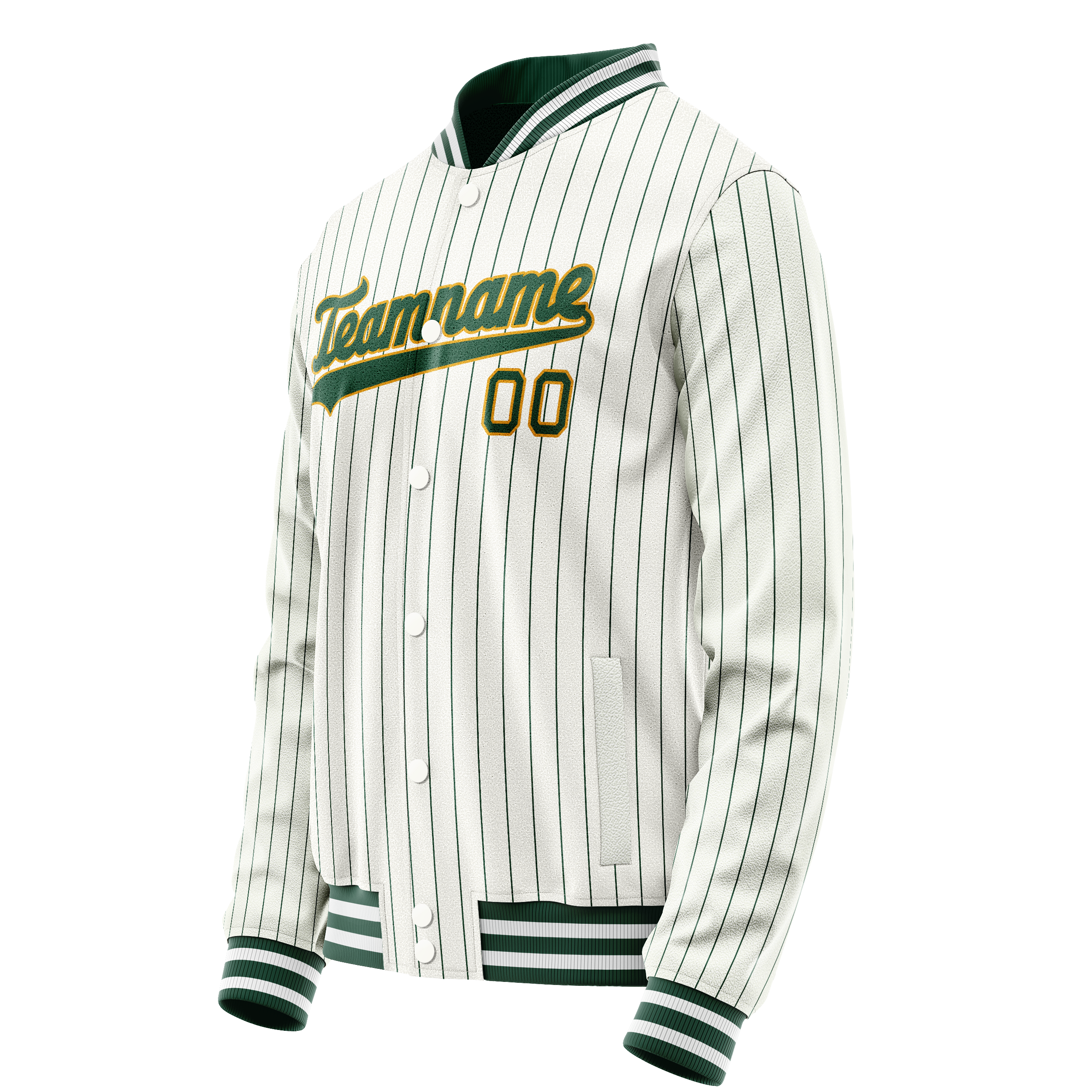 Custom White Kelly-Green Kelly Green Pinstripe Varsity Letterman Jacket JA02240617JC484