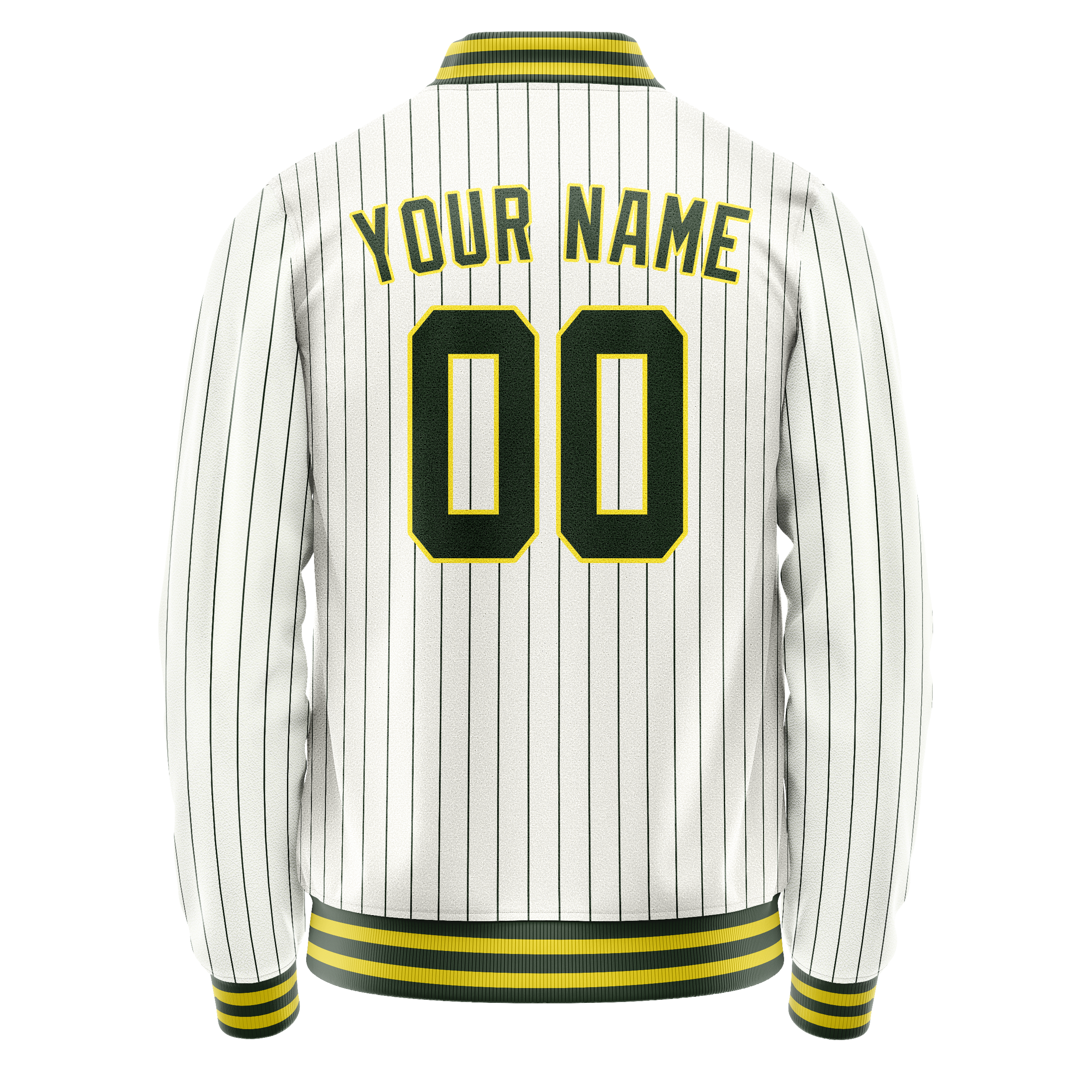 Custom White Kelly-Green Kelly Green Pinstripe Varsity Letterman Jacket JA02240617JC498