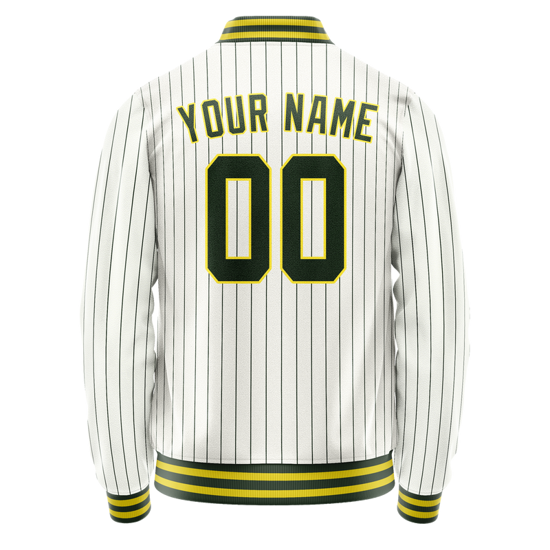Custom White Kelly-Green Kelly Green Pinstripe Varsity Letterman Jacket JA02240617JC498