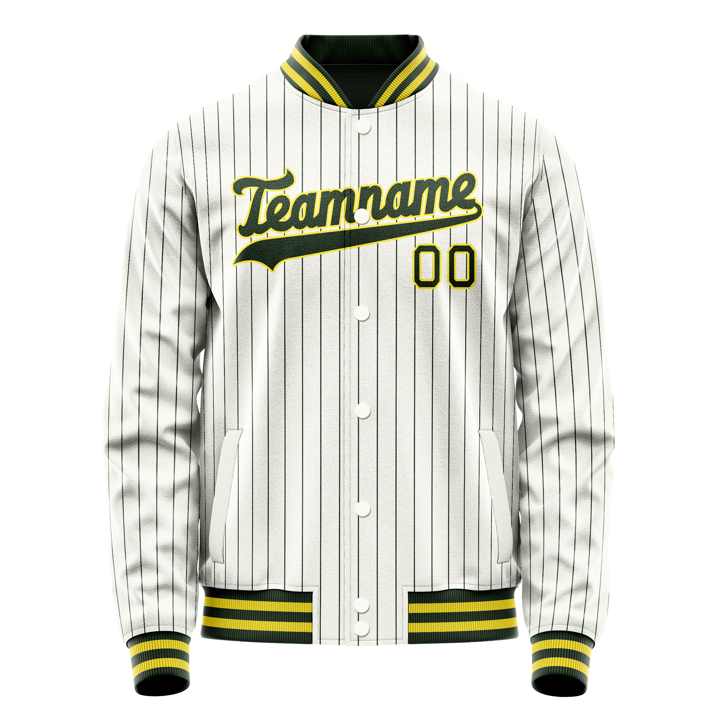 Custom White Kelly-Green Kelly Green Pinstripe Varsity Letterman Jacket JA02240617JC498