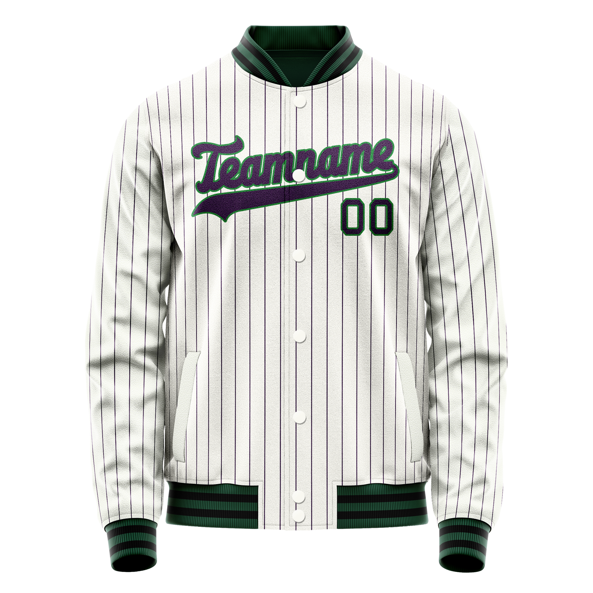 Custom White Navy Purple Pinstripe Varsity Letterman Jacket JA02240617JC487