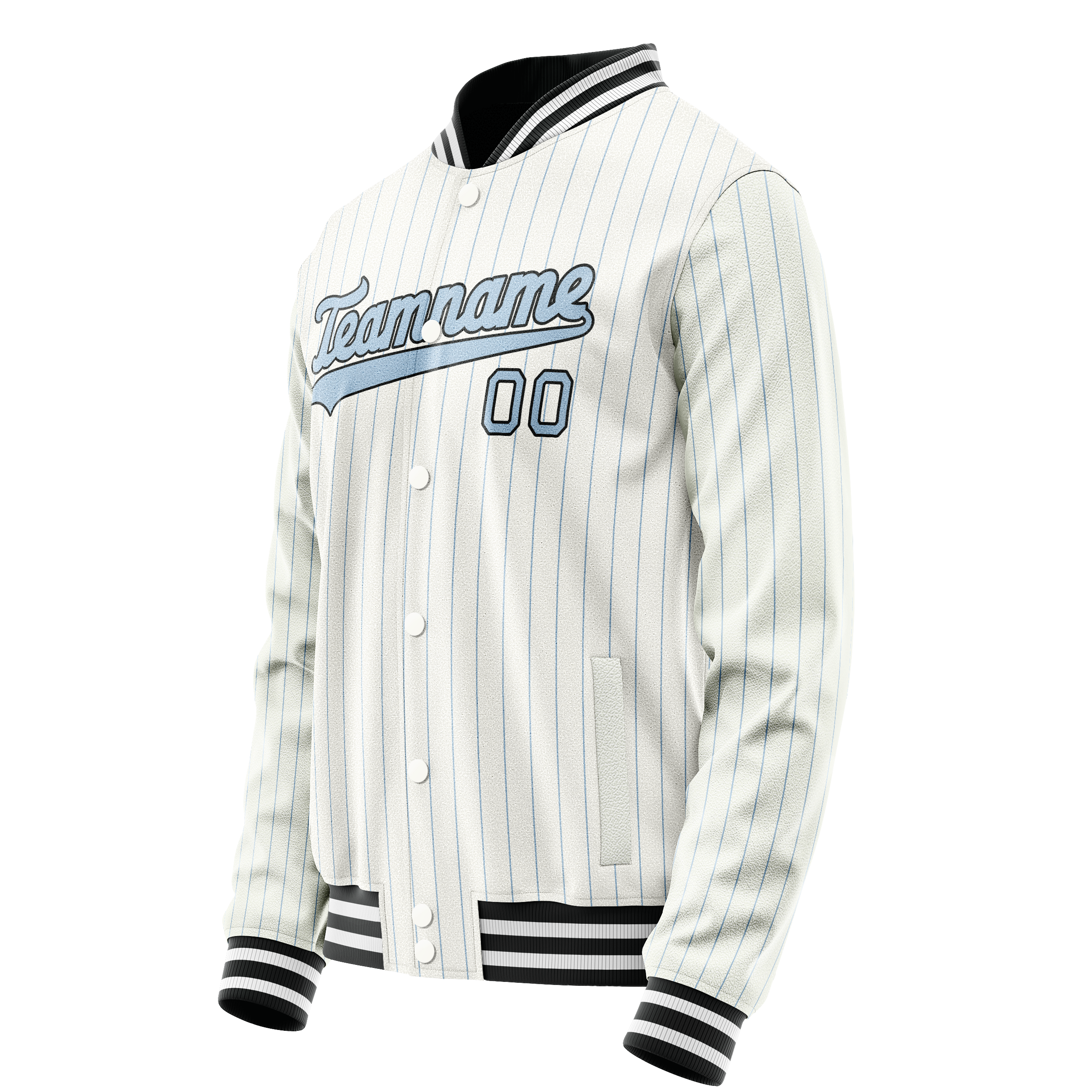Custom White Light-Blue Light Blue Pinstripe Varsity Letterman Jacket JA02240617JC492