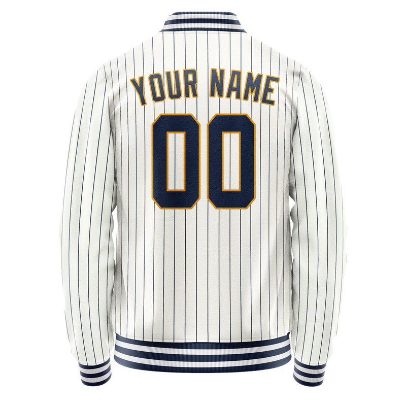 Custom White Purple Purple Pinstripe Varsity Letterman Jacket JA02240617JC477