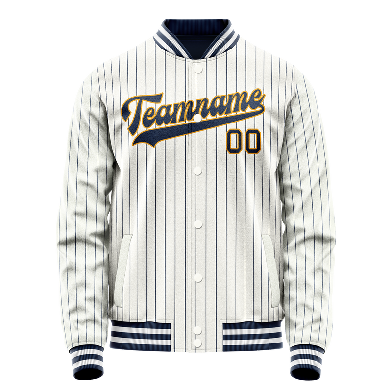 Custom White Purple Purple Pinstripe Varsity Letterman Jacket JA02240617JC477
