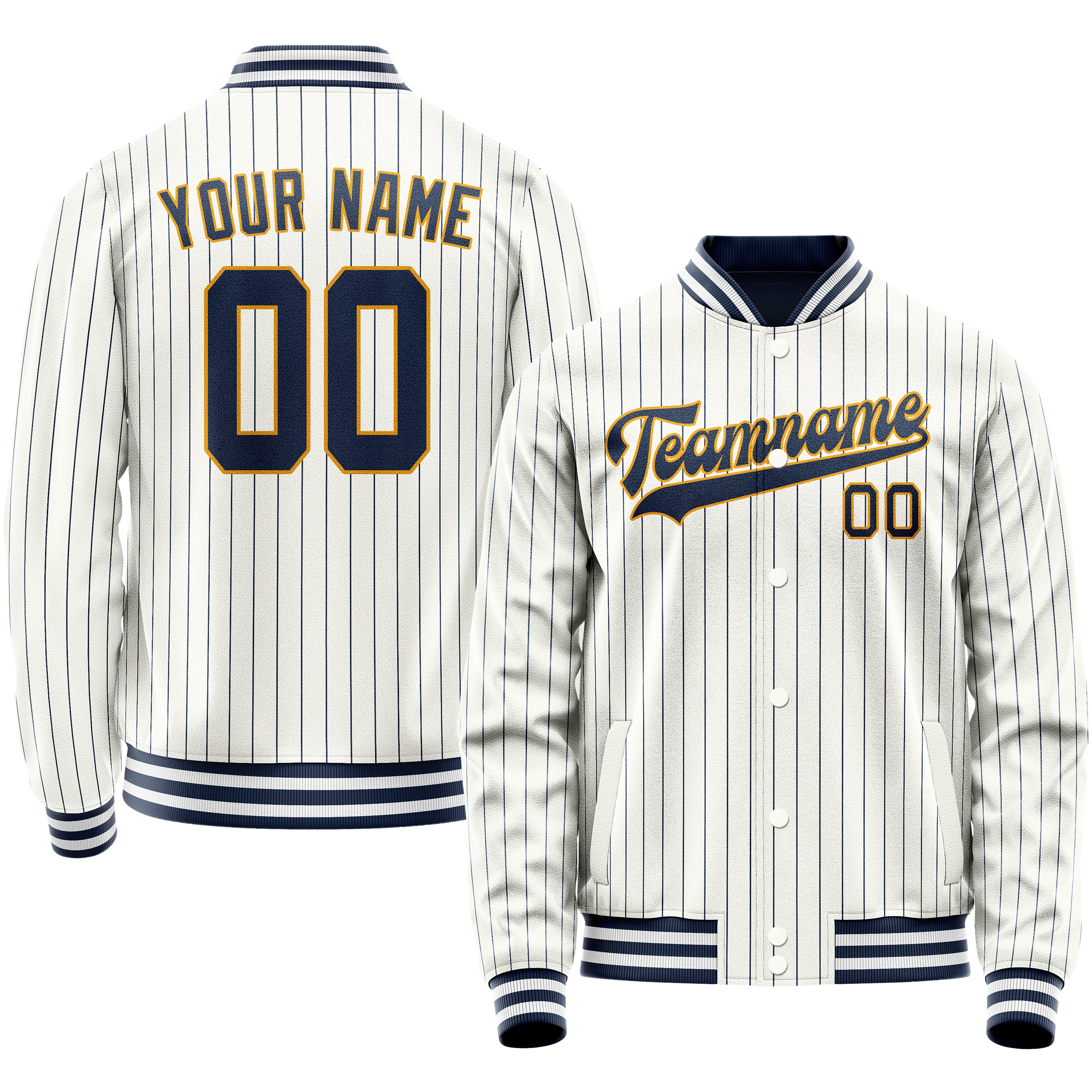 Custom White Purple Purple Pinstripe Varsity Letterman Jacket JA02240617JC477