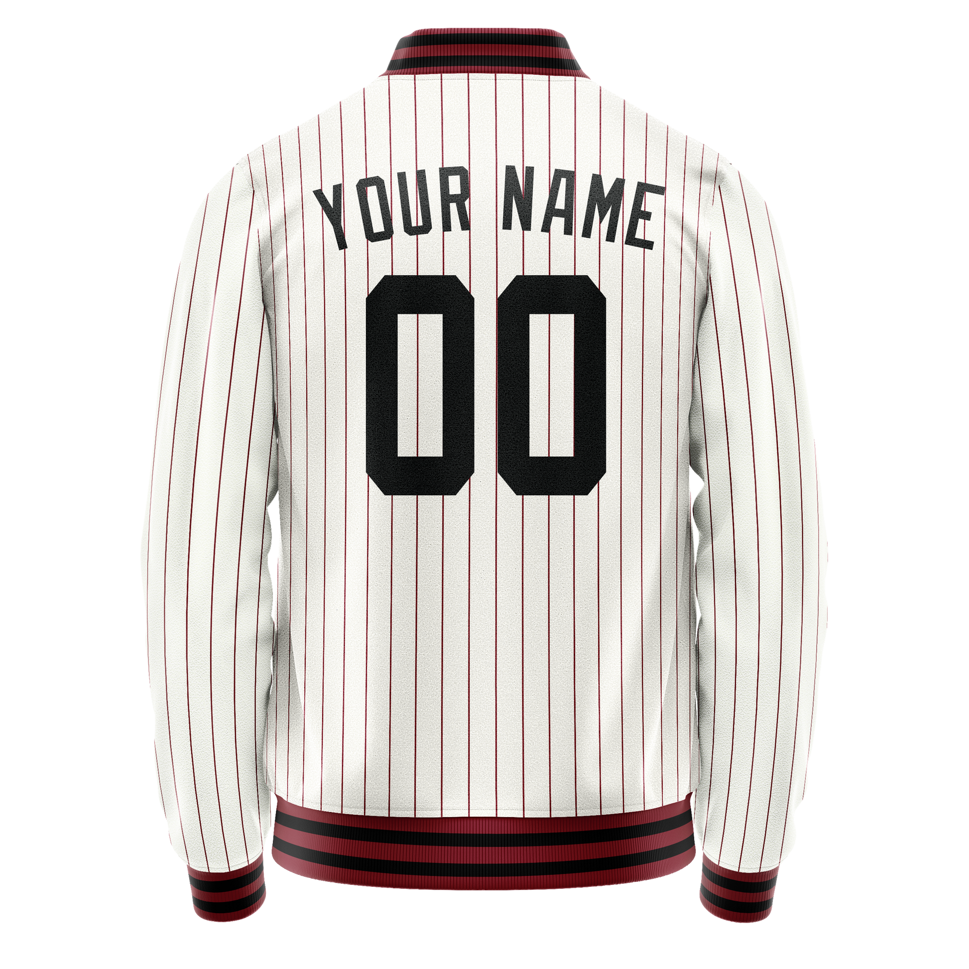 Custom White Red Red Pinstripe Varsity Letterman Jacket JA02240617JC485